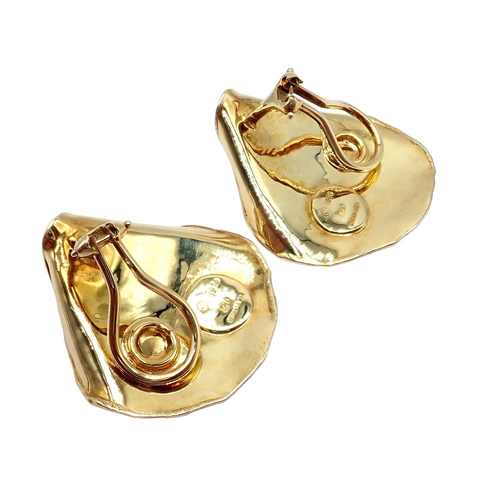 Authentic! Tiffany & Co Angela Cummings 18k Yellow Gold Rose Petal Earrings 1979 | Fortrove