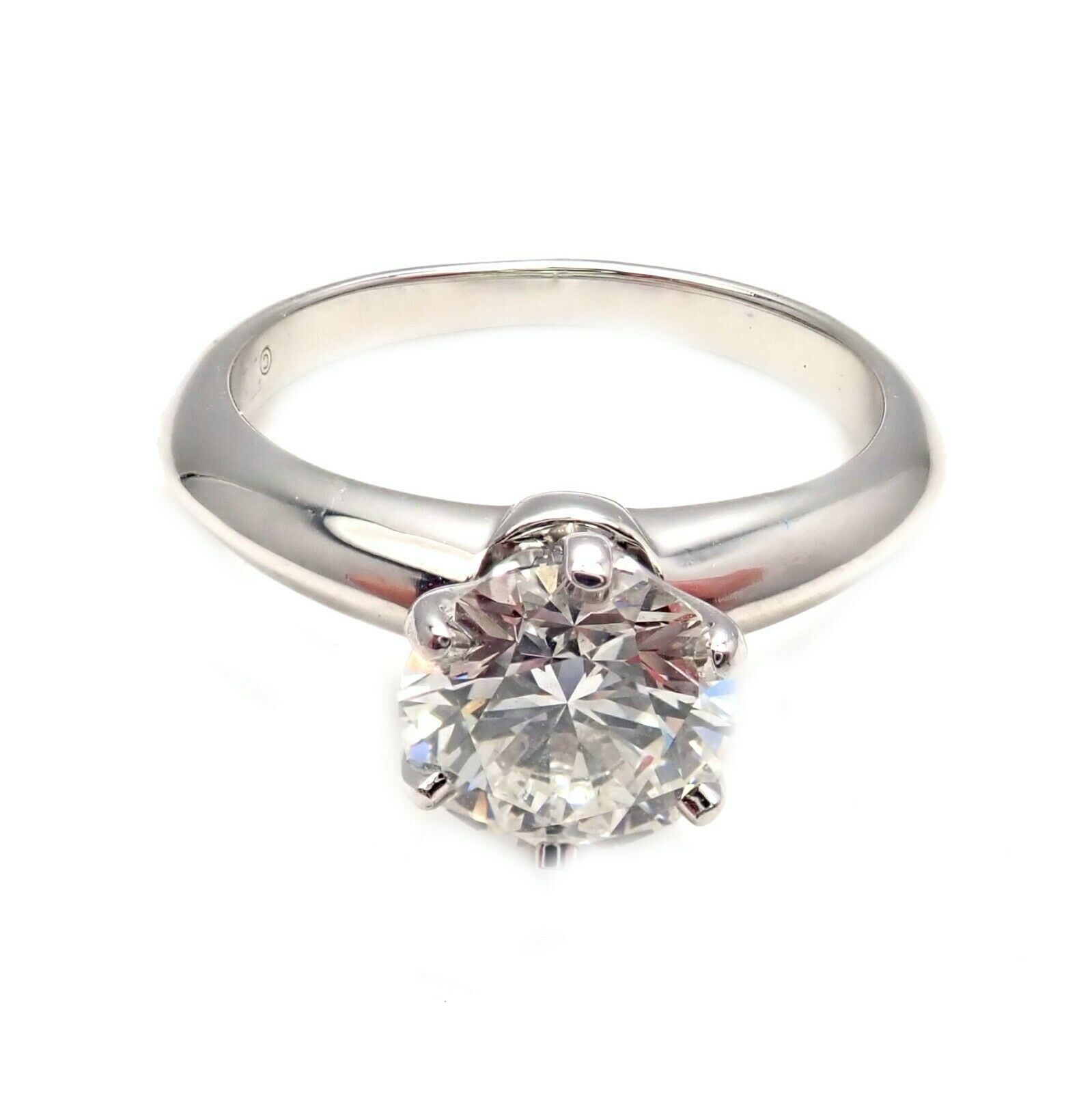 Tiffany & Co. Jewelry & Watches:Vintage & Antique Jewelry:Rings Authentic! Tiffany & Co. Platinum 1.13ct Diamond H VS1 XXX Engagement Ring Cert