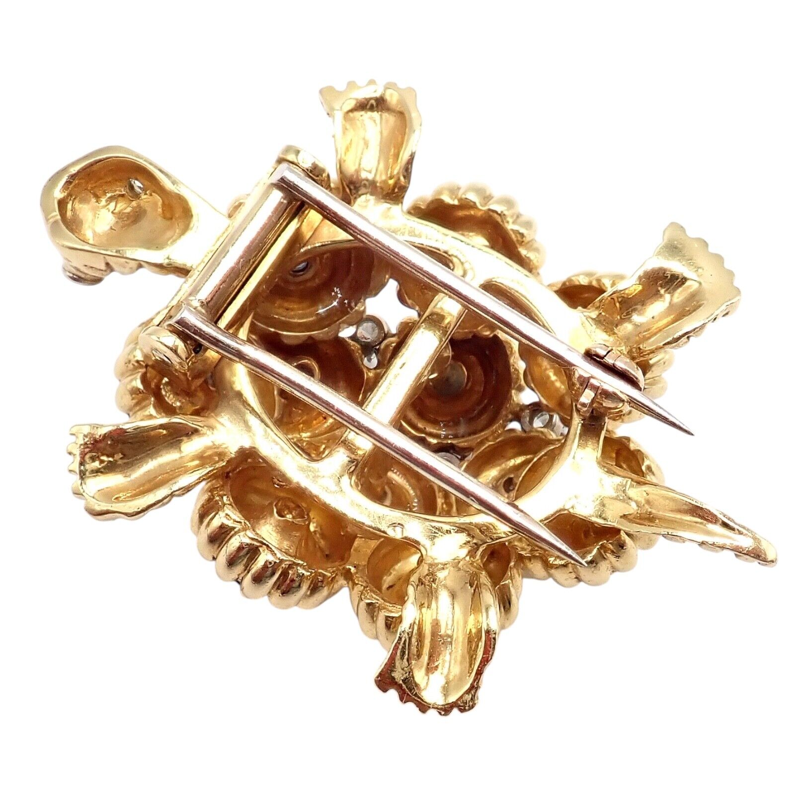 Rare! Authentic Tiffany & Co. Turtle 18k Yellow Gold Diamond Sapphire Pin Brooch | Fortrove