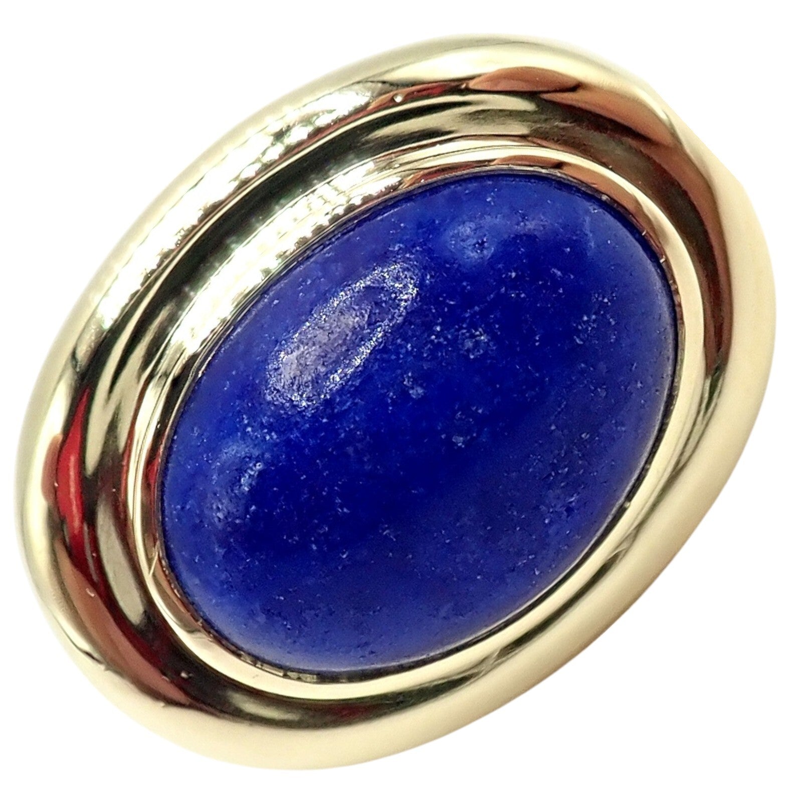 Authentic! Tiffany & Co Paloma Picasso 18k Yellow Gold Large Lapis Oval Ring | Fortrove