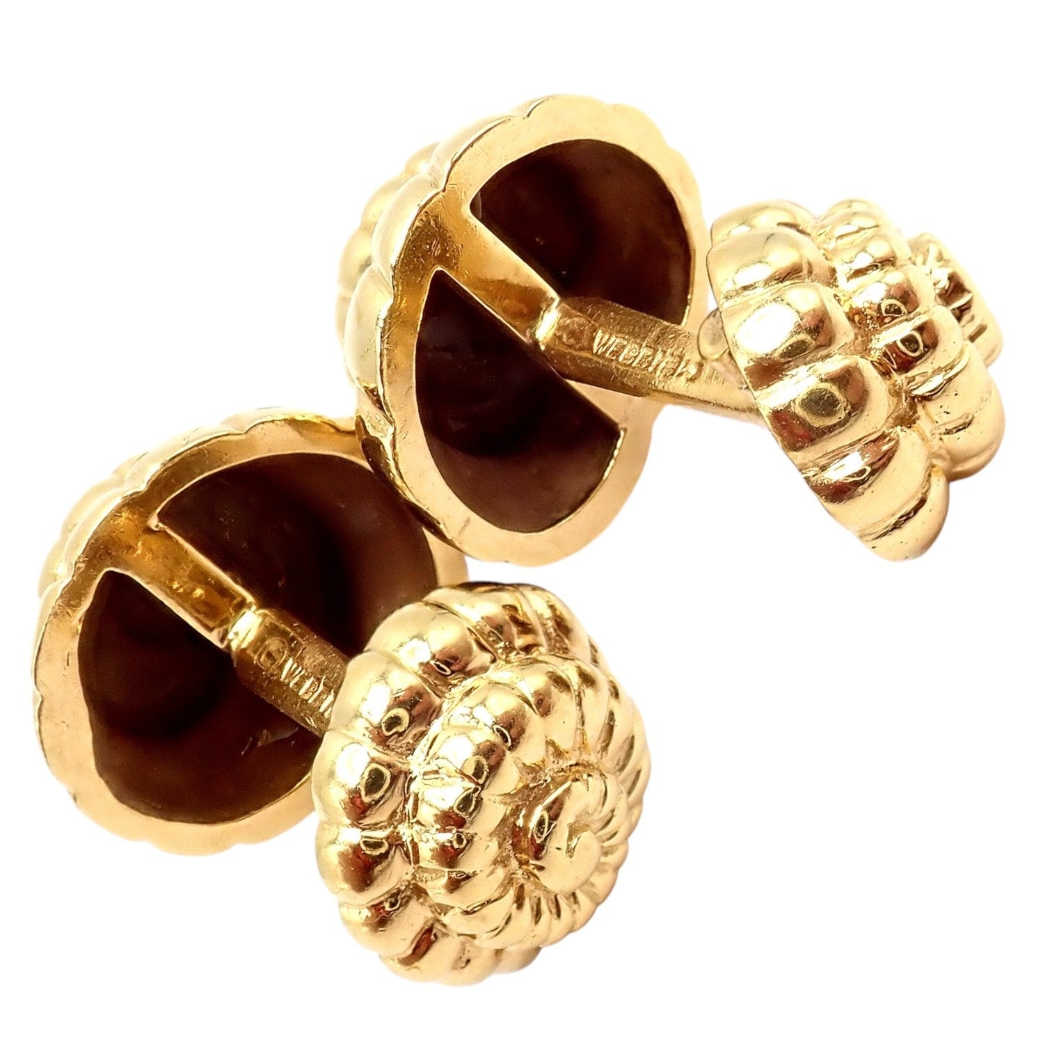 Rare! David Webb 18k Yellow Gold Nautilus Shell Classic Cufflinks | Fortrove
