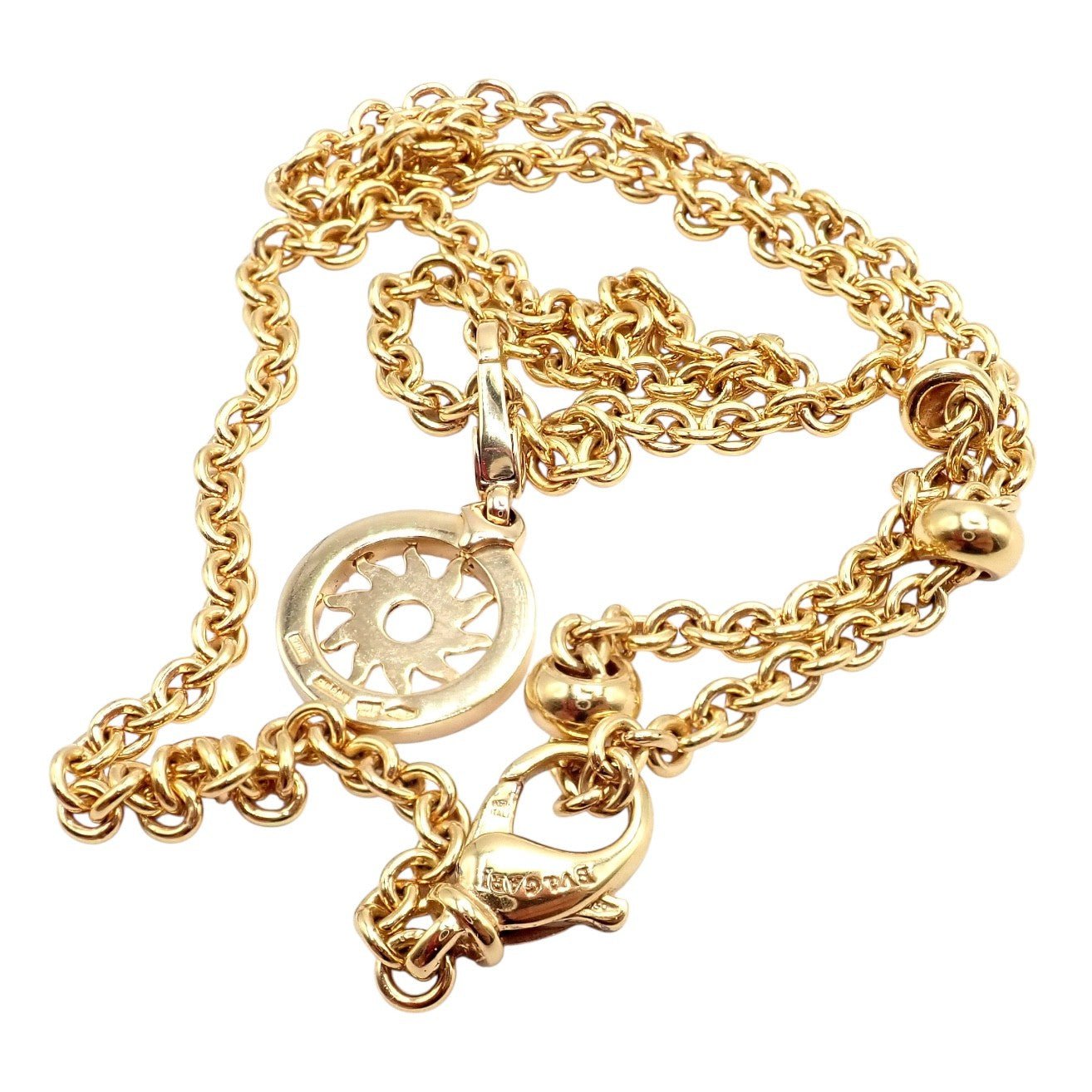 Authentic! Bvlgari Bulgari 18k Yellow Gold 19.5" Tondo Sun Pendant Necklace | Fortrove