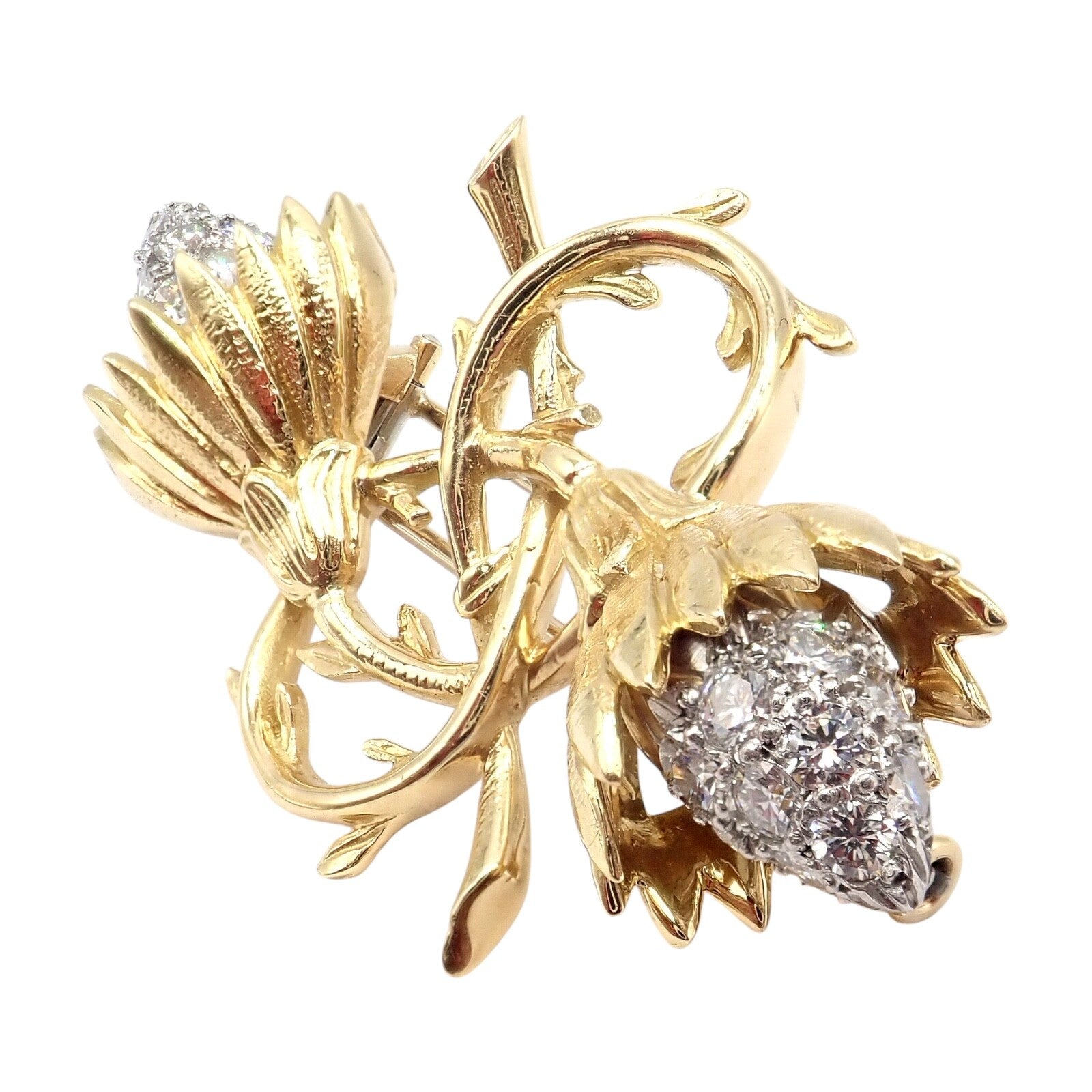 Jean Schlumberger for Tiffany & Co Jewelry & Watches:Fine Jewelry:Brooches & Pins Authentic! Tiffany & Co Schlumberger 18k Yellow Gold Platinum Diamond Pin Brooch