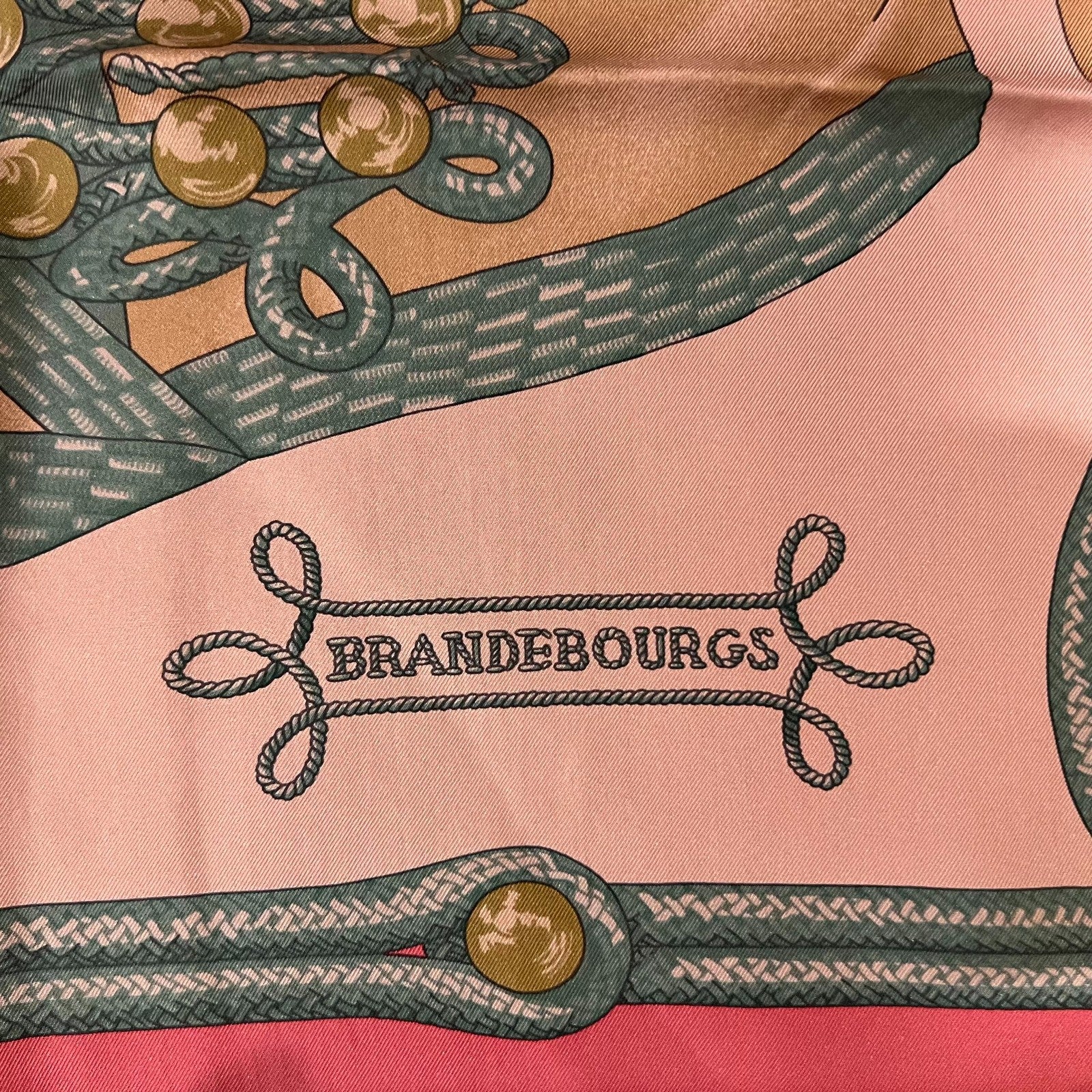 Authentic Hermes Pink Brandebourgs Silk Scarf 90cm | Fortrove