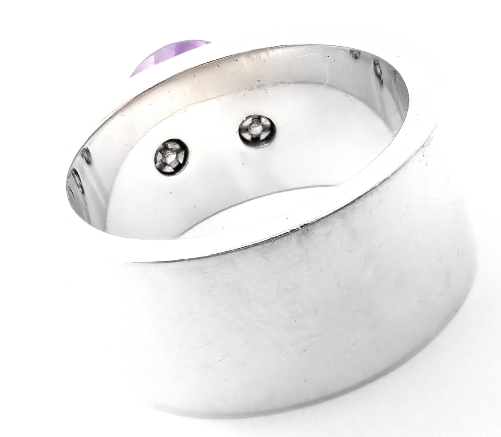 Chopard Jewelry & Watches:Fine Jewelry:Rings Authentic! Chopard 18k White Gold Diamond Amethyst Wide Band Ring