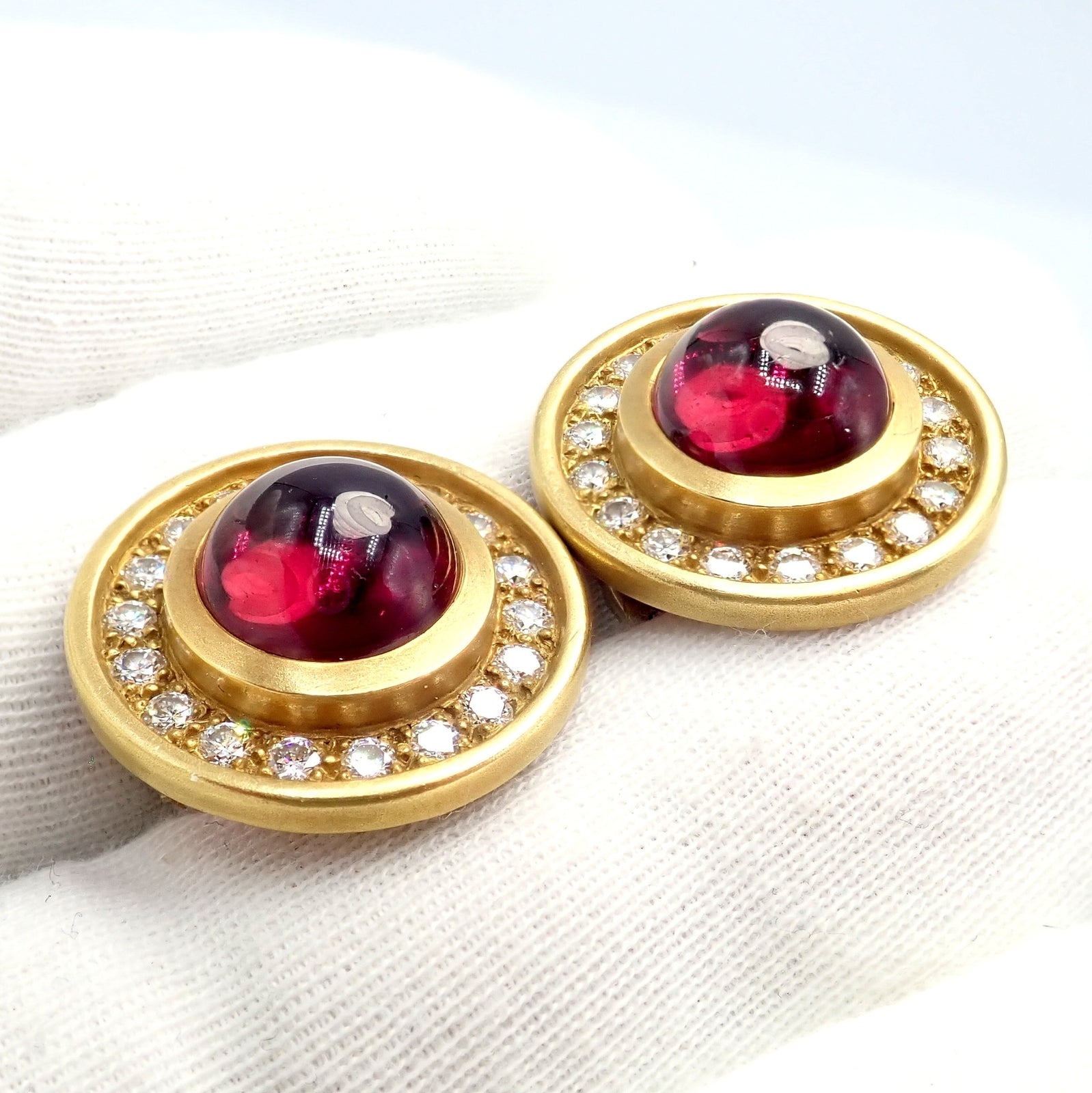 Kieselstein-Cord Jewelry & Watches:Men's Jewelry:Earrings Rare! Vintage Kieselstein Cord 18k Yellow Gold Garnet Diamond Earrings 1997
