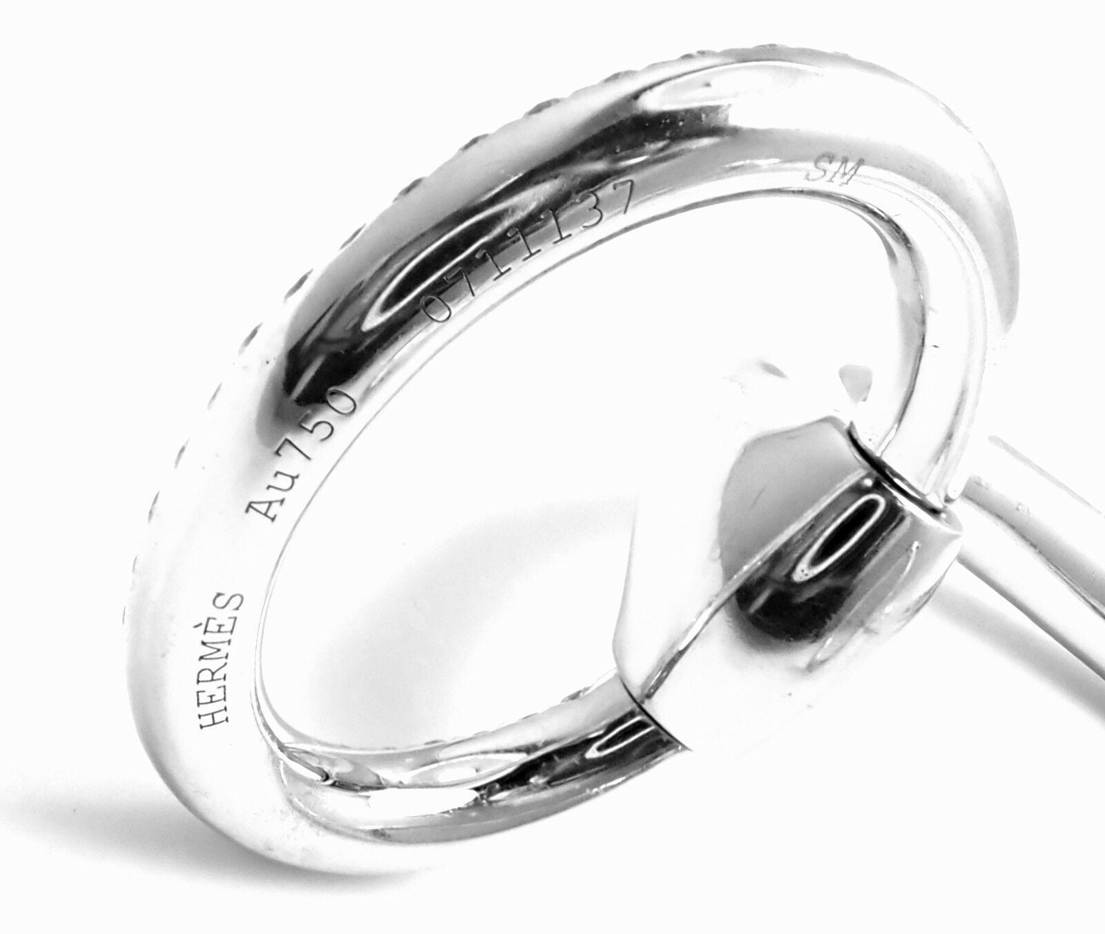 Authentic! Hermes Nausicaa 18K White Gold Diamond Horsebit Cuff Bangle Bracelet | Fortrove