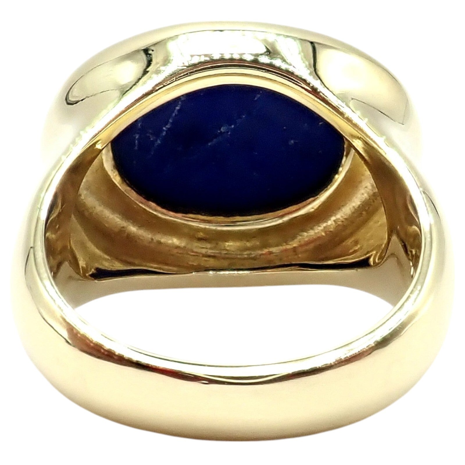 Authentic! Tiffany & Co Paloma Picasso 18k Yellow Gold Large Lapis Oval Ring | Fortrove