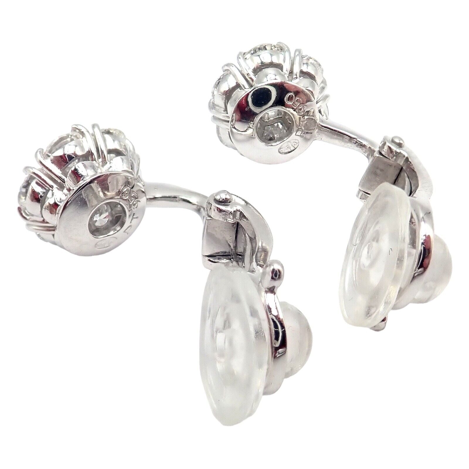 Authentic! Van Cleef & Arpels Platinum Diamond Fleurette Flower Earrings | Fortrove