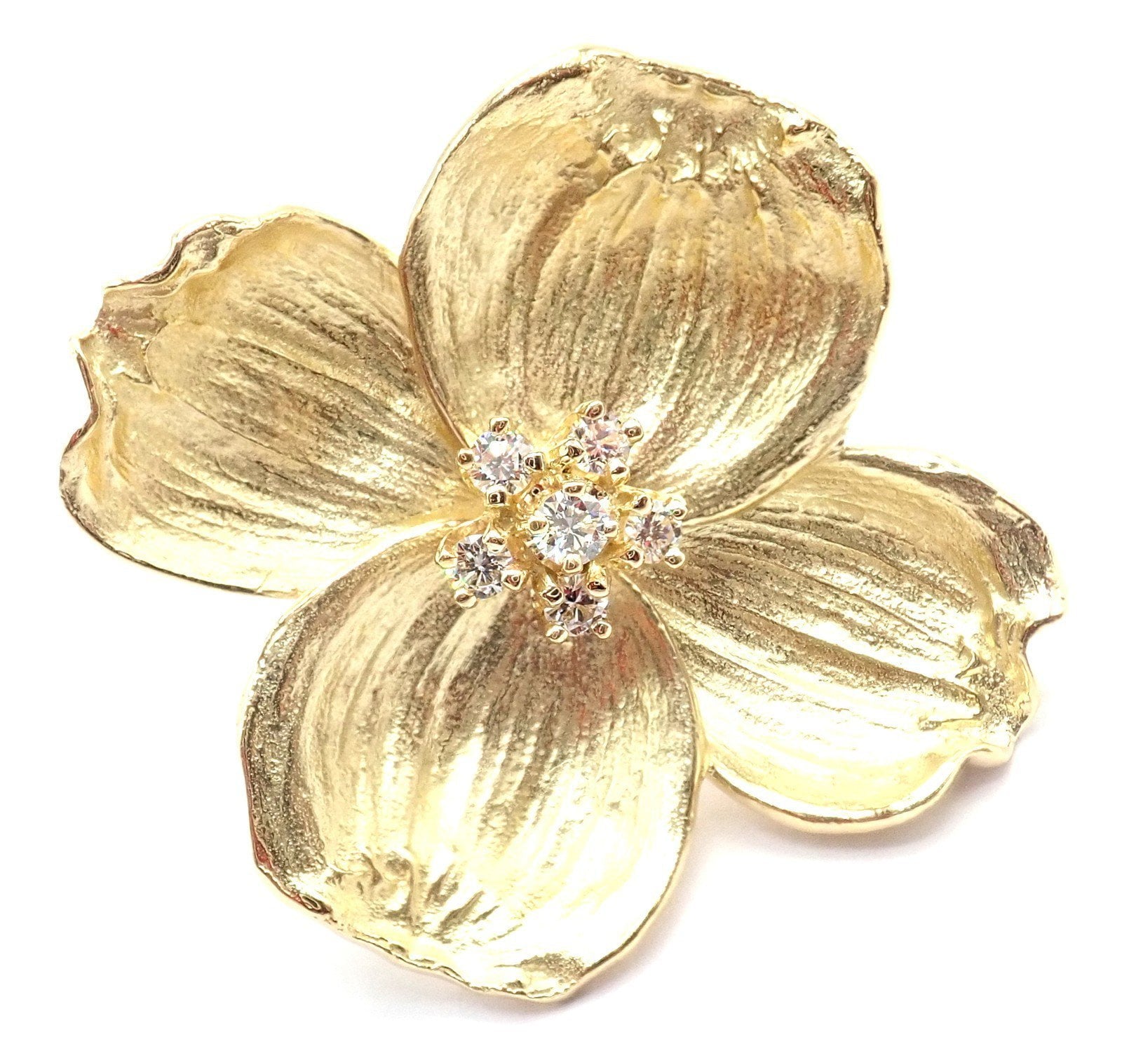 Tiffany & Co. Jewelry & Watches:Fine Jewelry:Brooches & Pins Authentic! Tiffany & Co Dogwood 18k Yellow Gold Diamond Pin Brooch Pendant