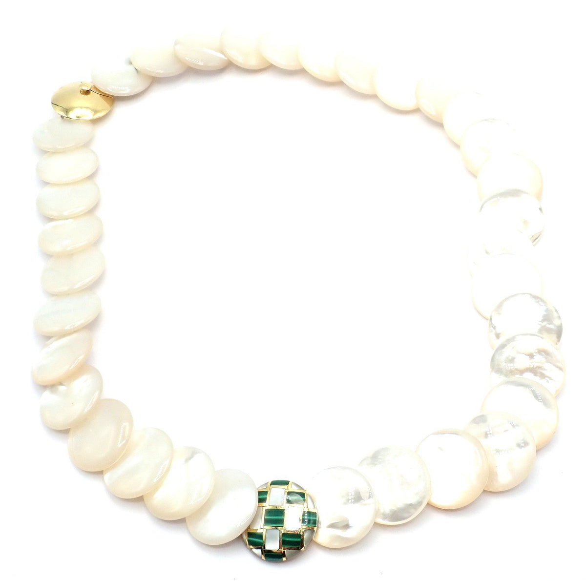 Tiffany & Co. Jewelry & Watches:Fine Jewelry:Necklaces & Pendants Tiffany & Co Cummings 18k Yellow Gold Mother Of Pearl Malachite Inlaid Necklace