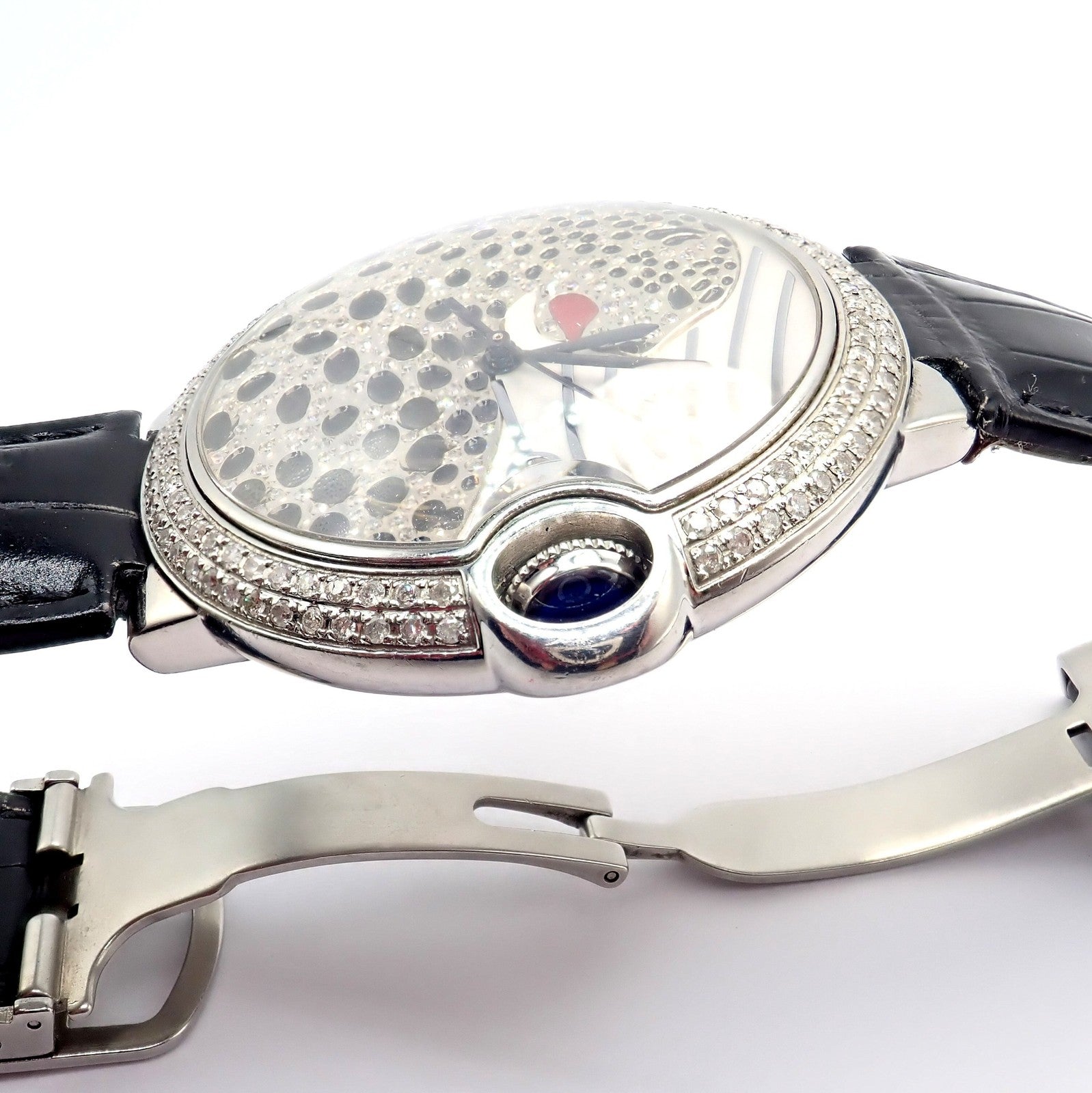 Cartier Stainless Steel Ballon Bleu Custom Diamond Enamel Automatic Watch 3001 | Fortrove