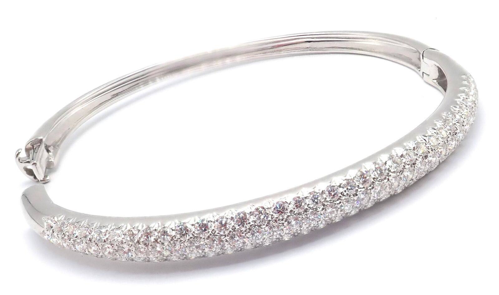 Authentic! Van Cleef & Arpels Eve 18k White Gold Diamond Bangle Bracelet Paper | Fortrove