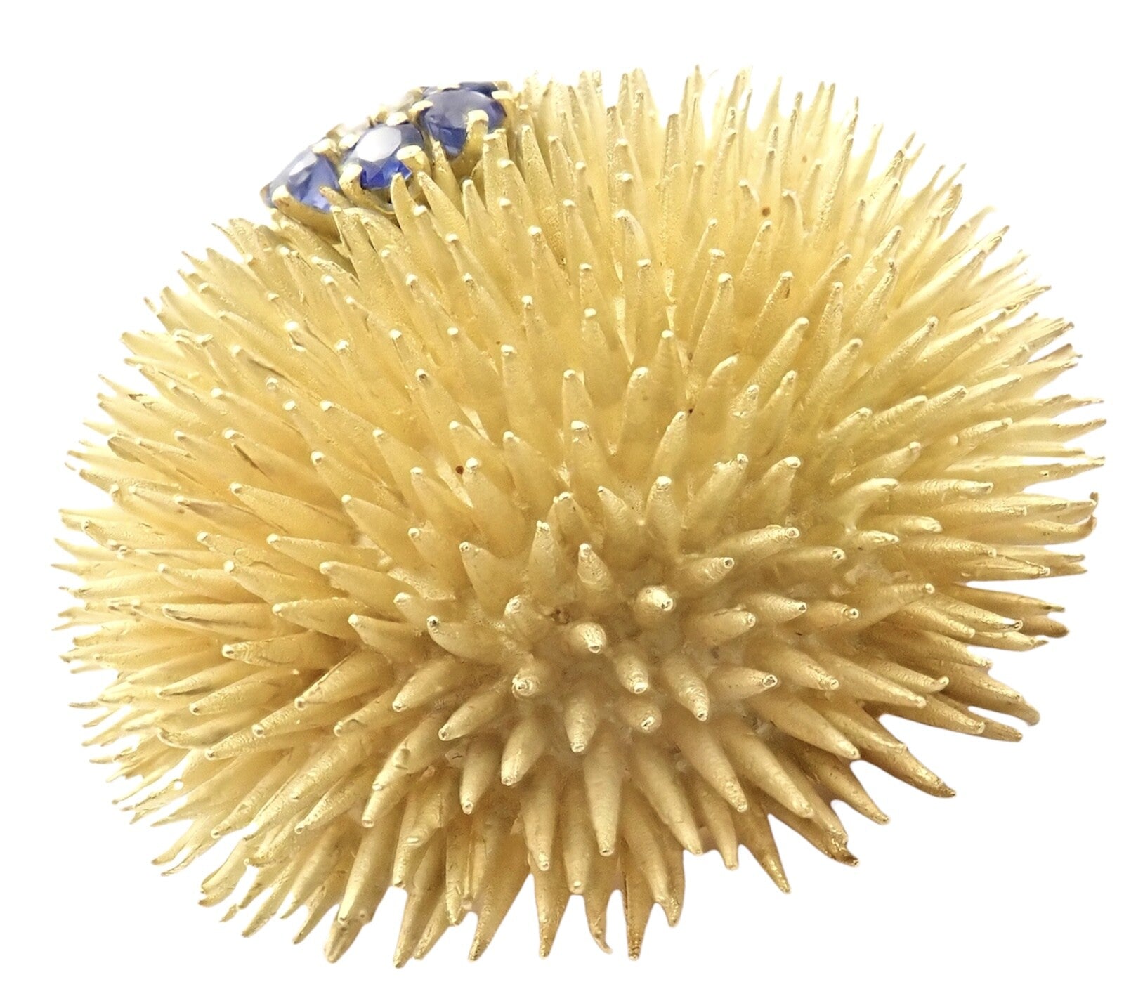 Tiffany & Co 18k Yellow Gold Sapphire Diamond Large Urchin Brooch Pin 1960's | Fortrove