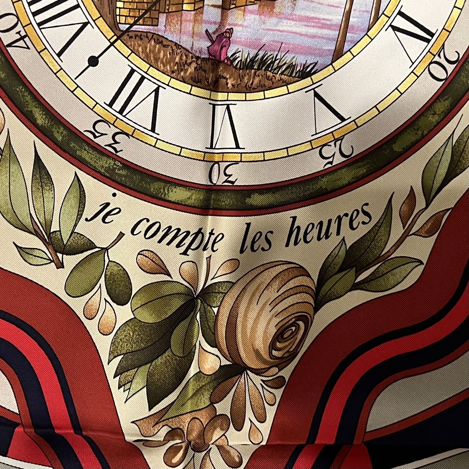 Hermes Clothing, Shoes & Accessories:Women:Women's Accessories:Scarves & Wraps Authentic Hermes Carre 90cm Parmi les Fleurs Je Compte les Heures Silk Scarf