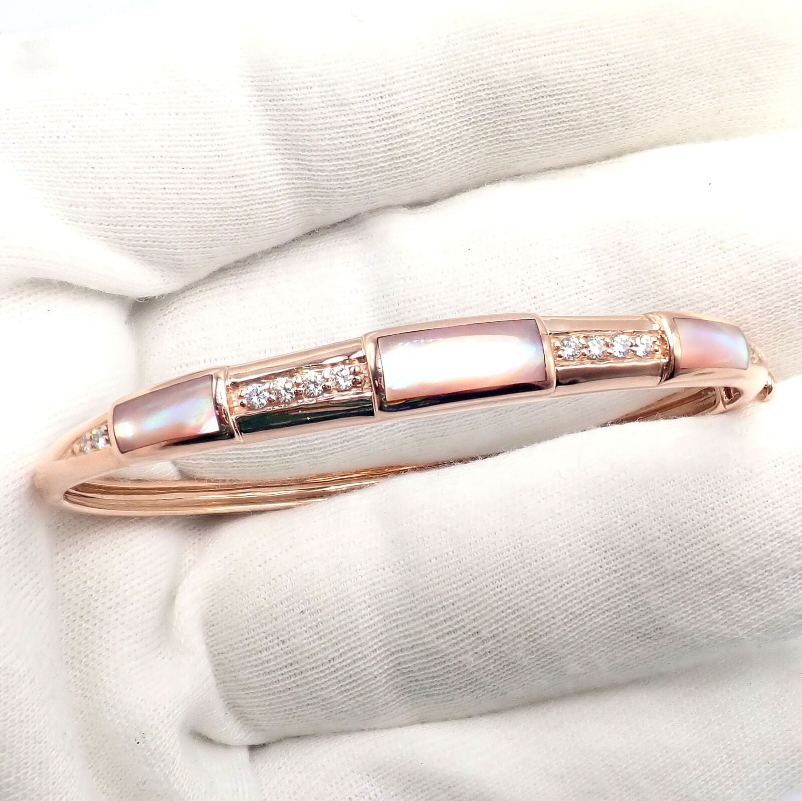 Kabana Jewelry & Watches:Fine Jewelry:Bracelets & Charms Authentic! Kabana 14k Rose Gold Diamond Mother of Pearl Bangle Bracelet