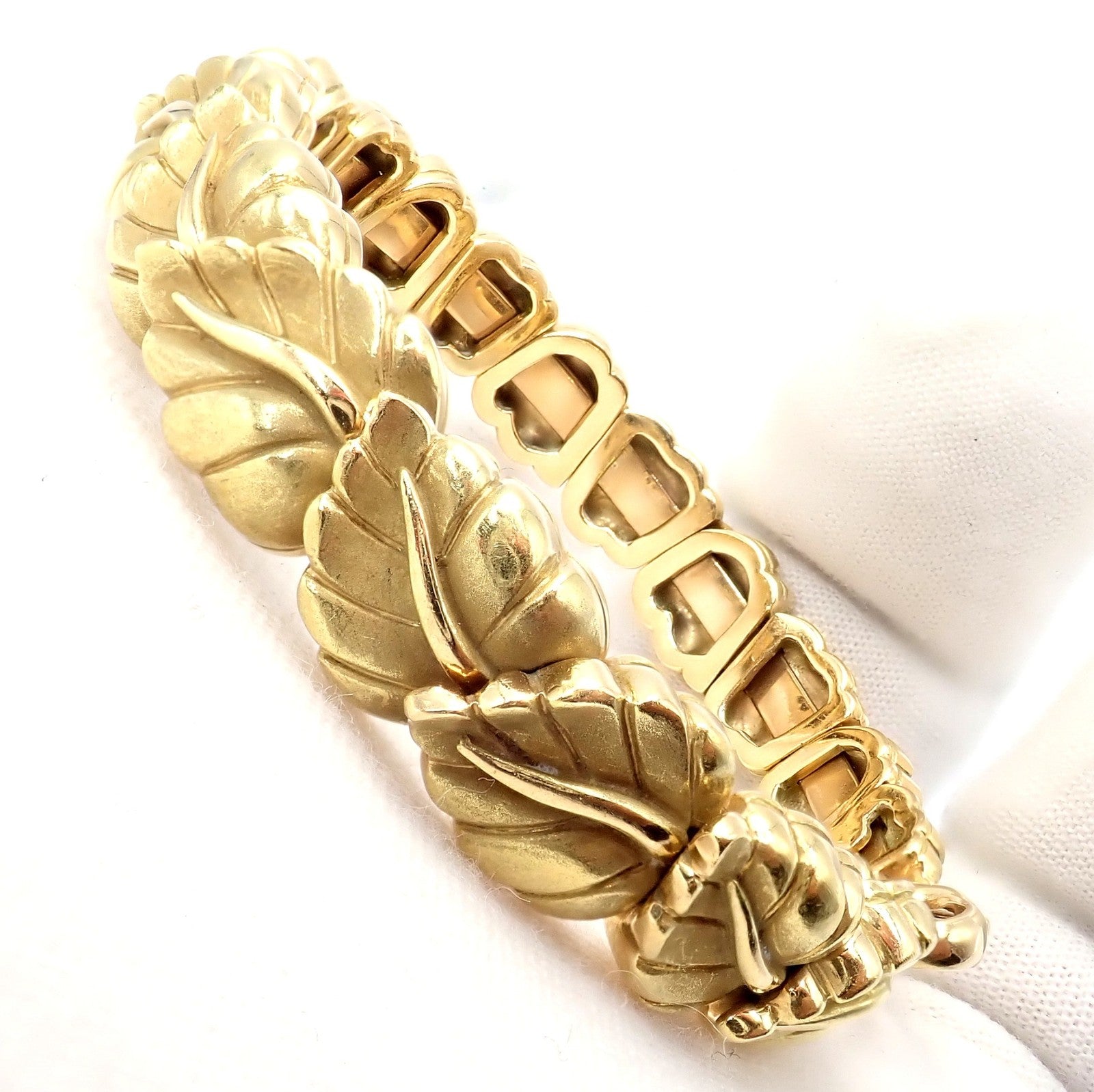 Vintage! Authentic Tiffany & Co Leaf 18k Yellow Gold Link Bracelet 2002 | Fortrove