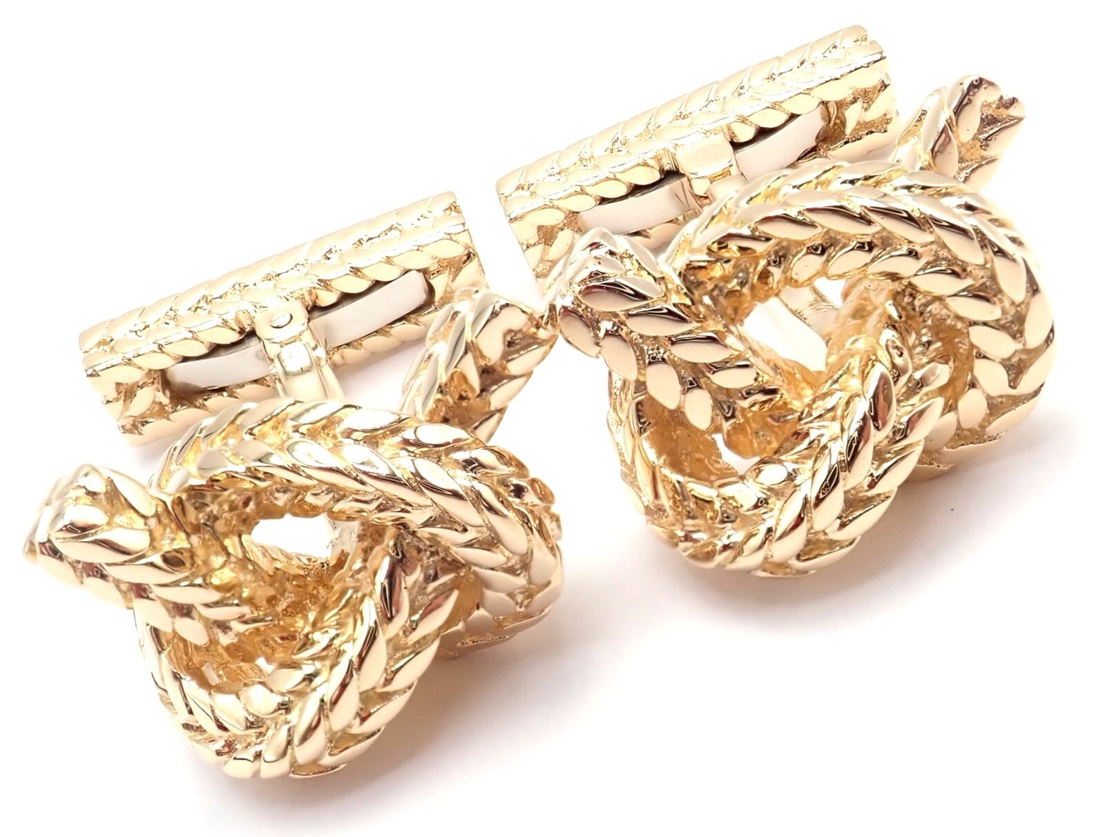 Hermes Jewelry & Watches:Men's Jewelry:Cufflinks Vintage! Hermes Georges L'Enfant 18k Yellow Gold Twisted Rope Knot Cufflinks