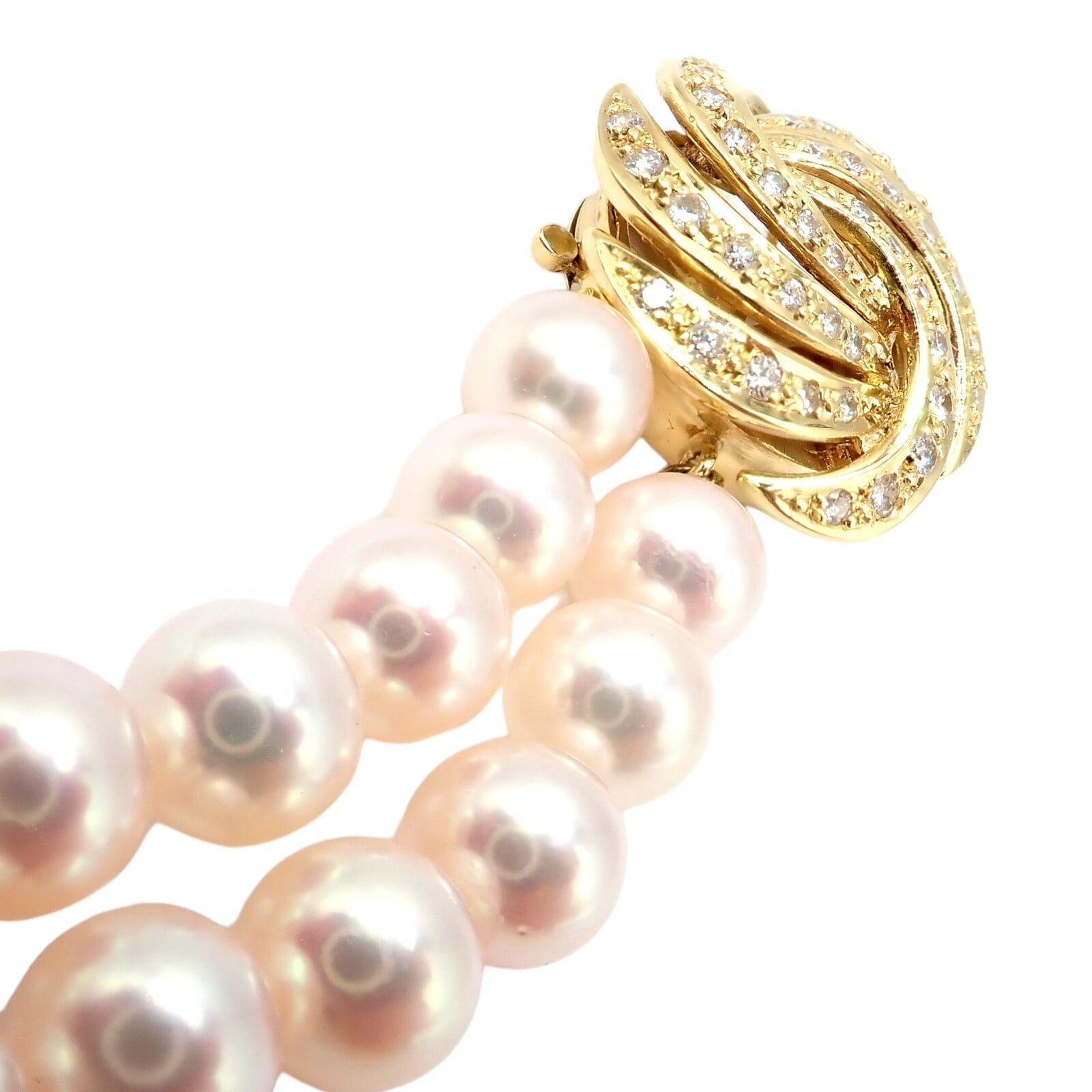 Mikimoto Jewelry & Watches:Fine Jewelry:Necklaces & Pendants Authentic! Mikimoto 18k Yellow Gold Diamond Double Strand 8mm Pearl Necklace
