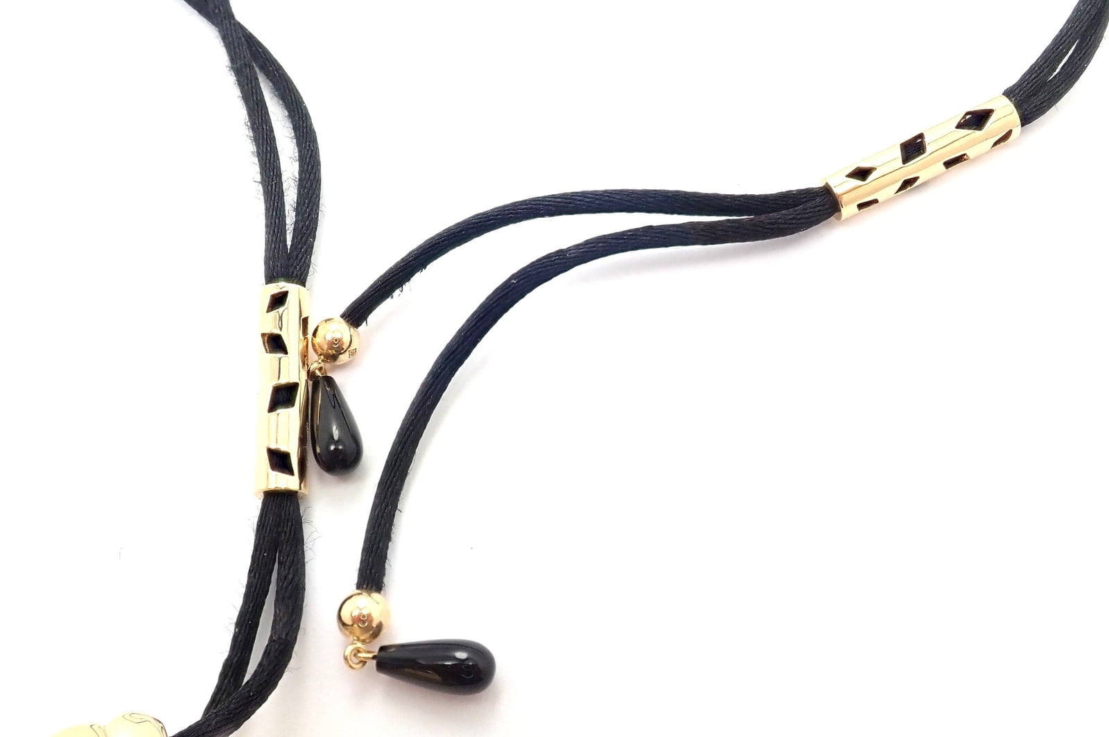 Cartier Jewelry & Watches:Fine Jewelry:Necklaces & Pendants Authentic Cartier Panther Panthere 18k Yellow Gold Peridot Lacquer Cord Necklace