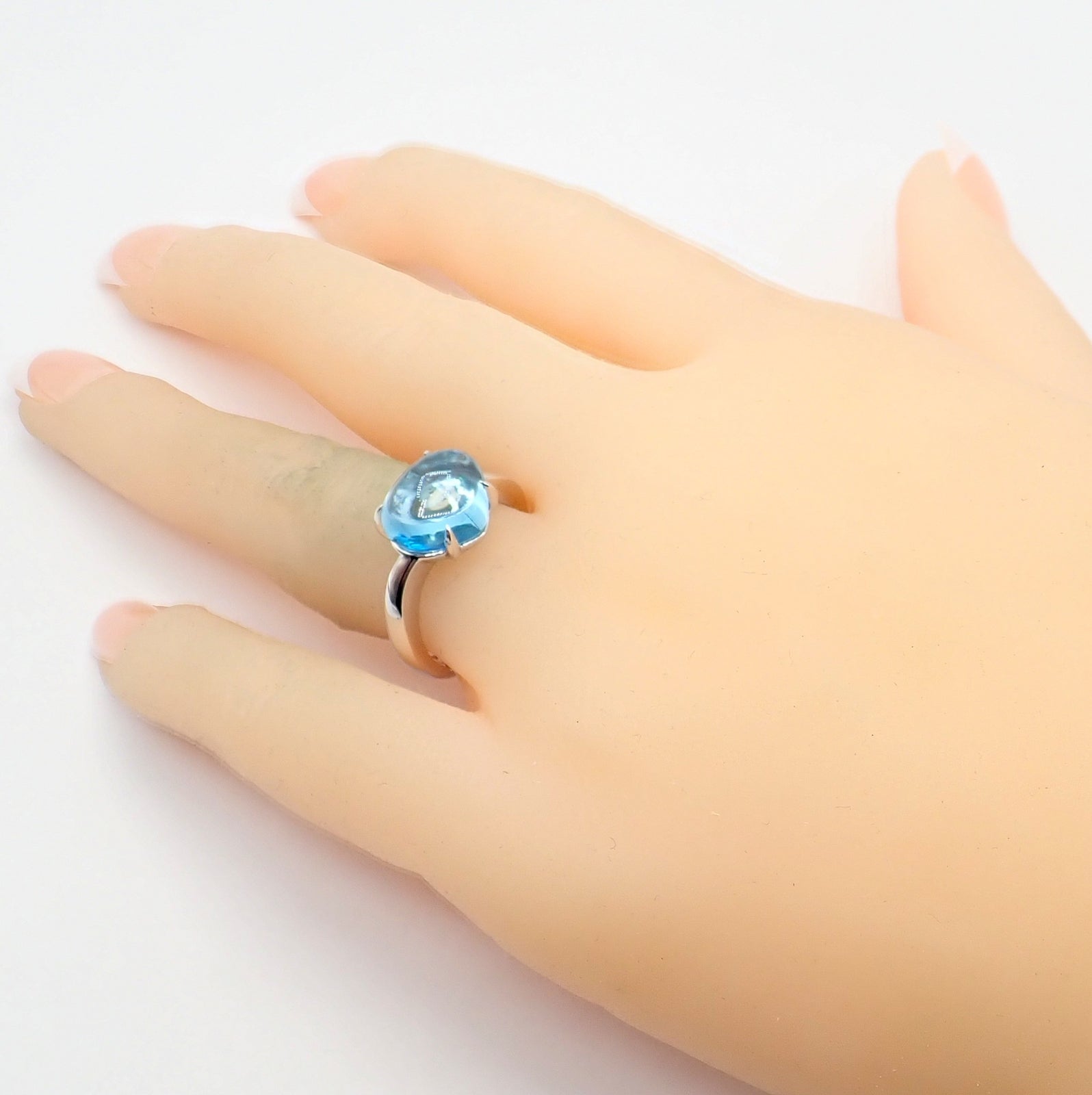 Authentic! Bulgari 18k Whtie Gold Mediterranean Eden Blue Topaz Ring Size 6 | Fortrove