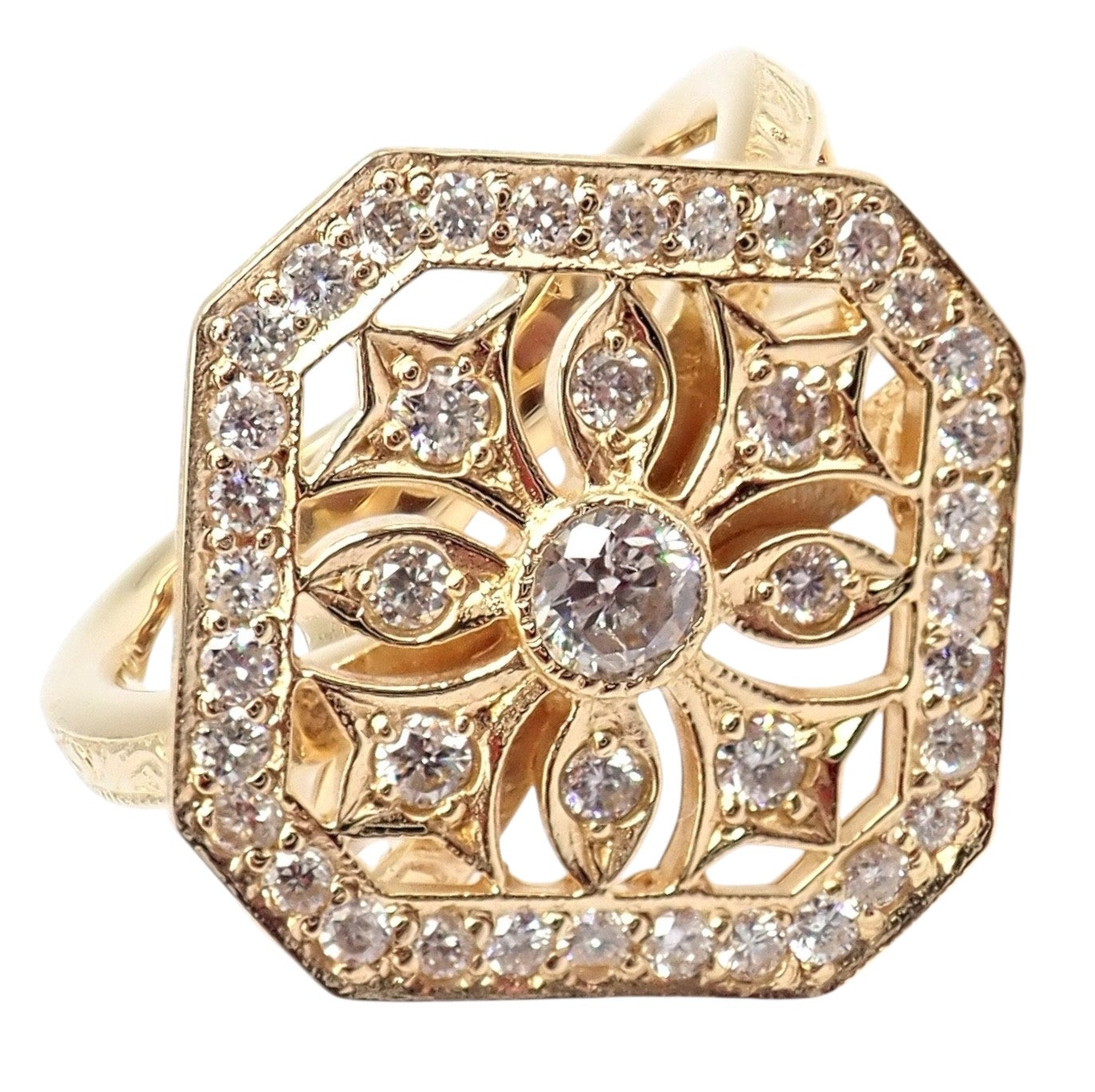 Authentic Loree Rodkin 18k Yellow Gold Diamond Gothic Cross Ring | Fortrove