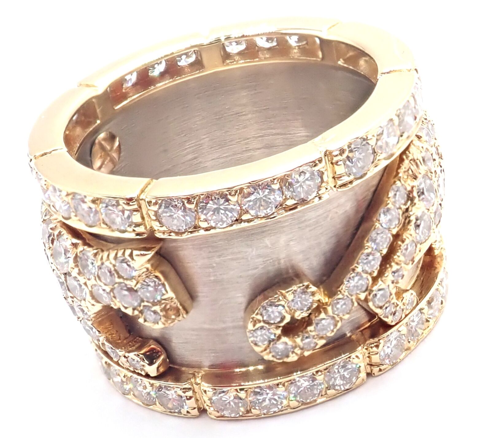 Cartier Jewelry & Watches:Fine Jewelry:Rings Cartier Mahango Walking Panthere 18k Yellow White Gold Diamond Band Ring Size 6