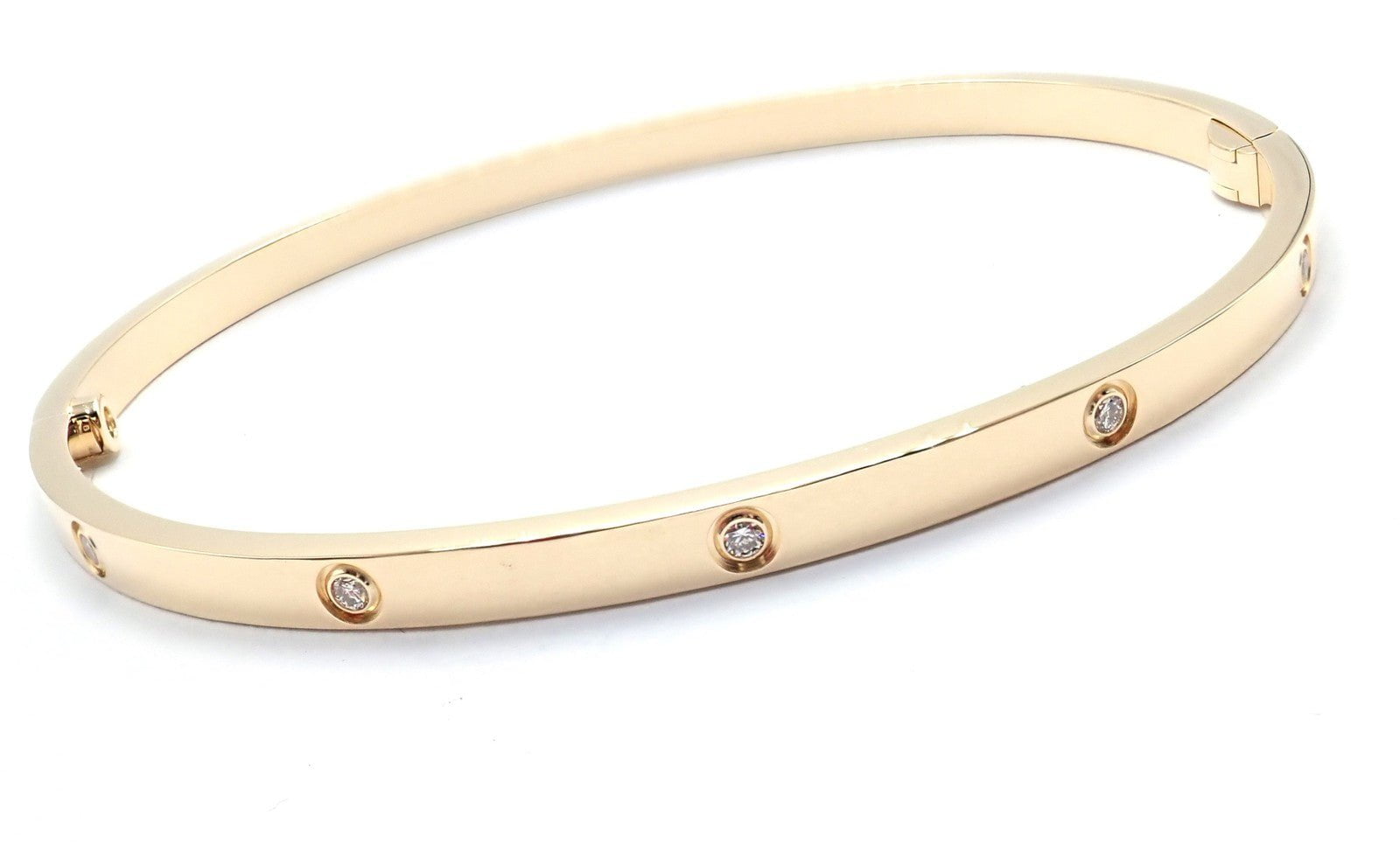 Cartier Jewelry & Watches:Fine Jewelry:Bracelets & Charms Cartier Love 18k Yellow Gold 10 Diamond Small Model Bangle Bracelet Sz 19 Cert.