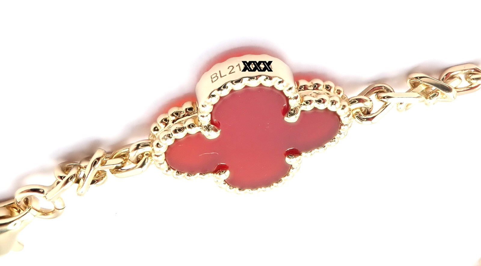 Authentic Van Cleef & Arpels 18k Gold 10 Motif Alhambra Carnelian Necklace Paper | Fortrove