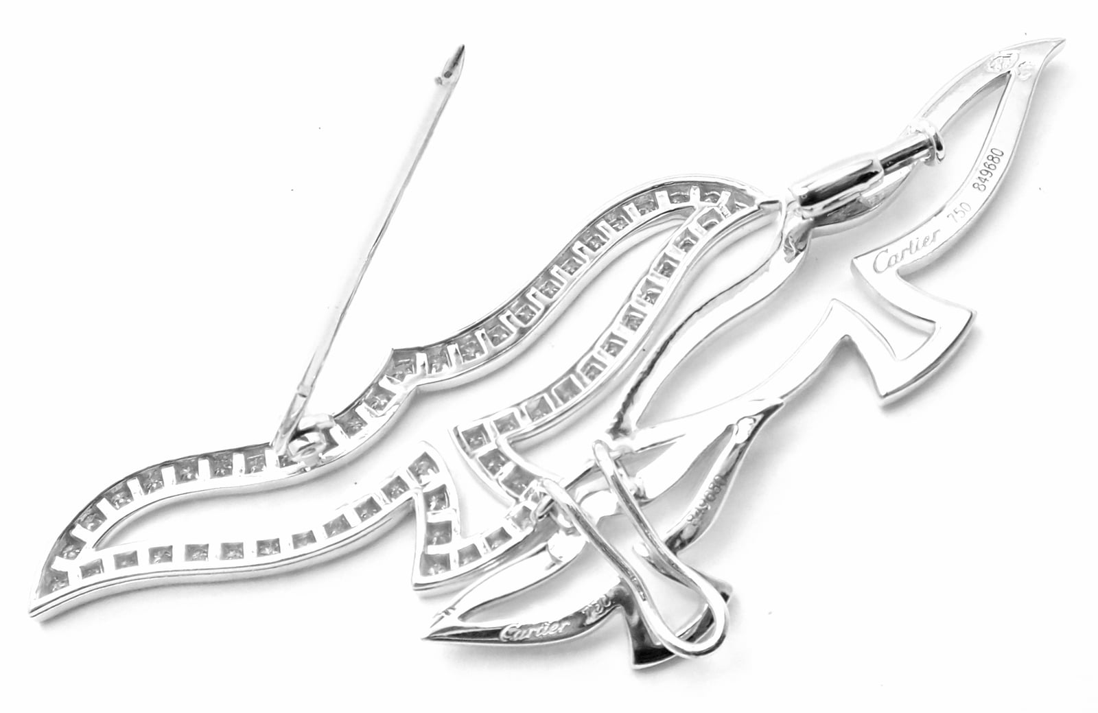 Cartier Jewelry & Watches:Fine Jewelry:Brooches & Pins Rare! Authentic Cartier Bird 18k White Gold Diamond Pendant Pin Brooch