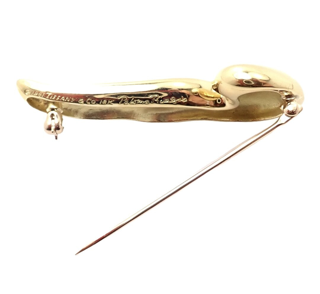 Authentic Tiffany & Co. 18k Yellow Gold Paloma Picasso Dove Bird Pin Brooch 1981 | Fortrove