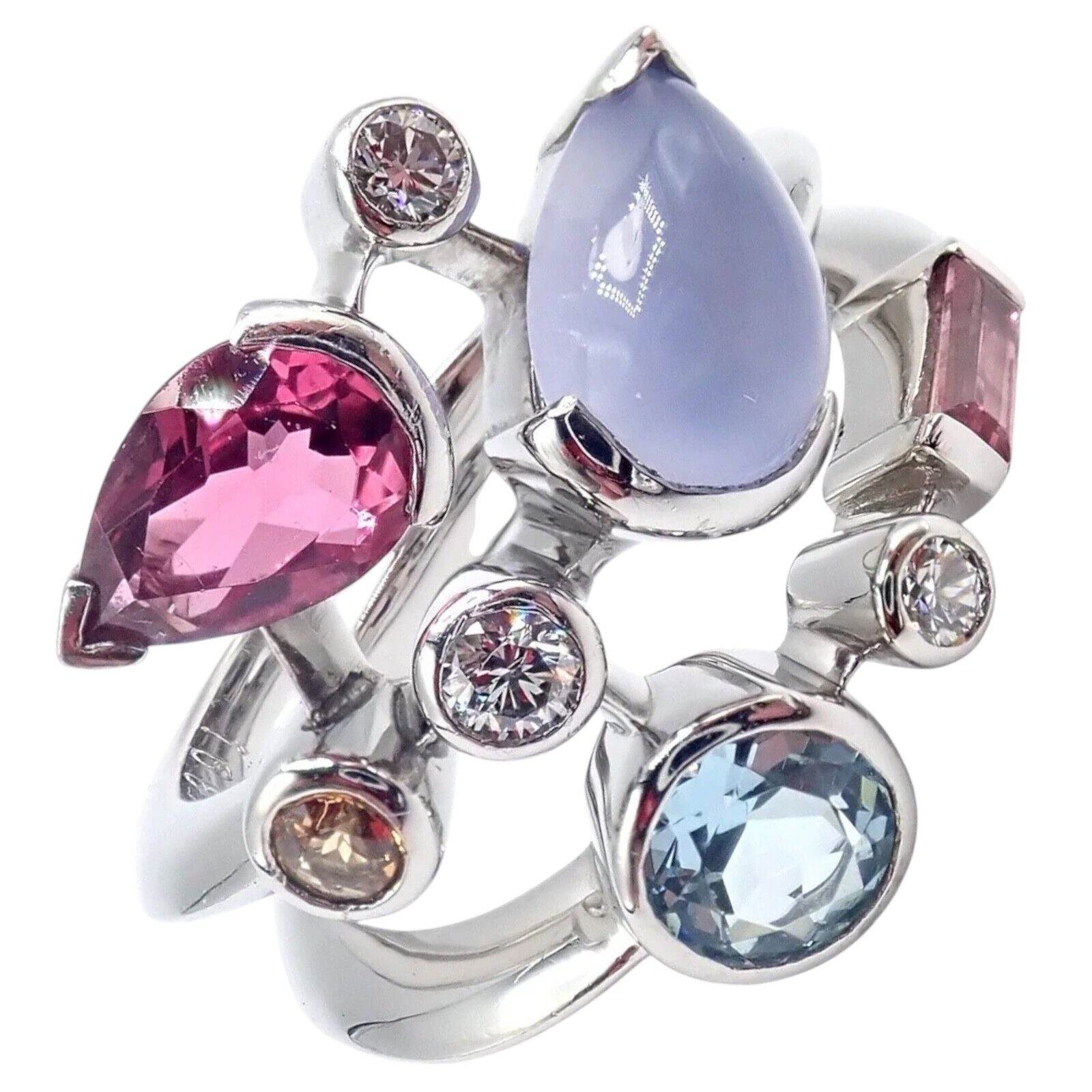 Cartier Jewelry & Watches:Fine Jewelry:Rings Authentic! Cartier Meli Melo Platinum Chalcedony Tourmaline Garnet Diamond Ring