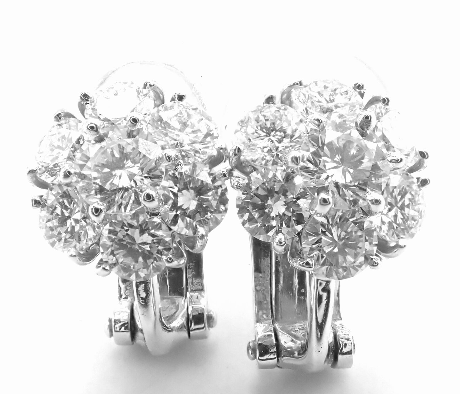 Authentic! Van Cleef & Arpels Platinum Diamond Fleurette Flower Earrings | Fortrove