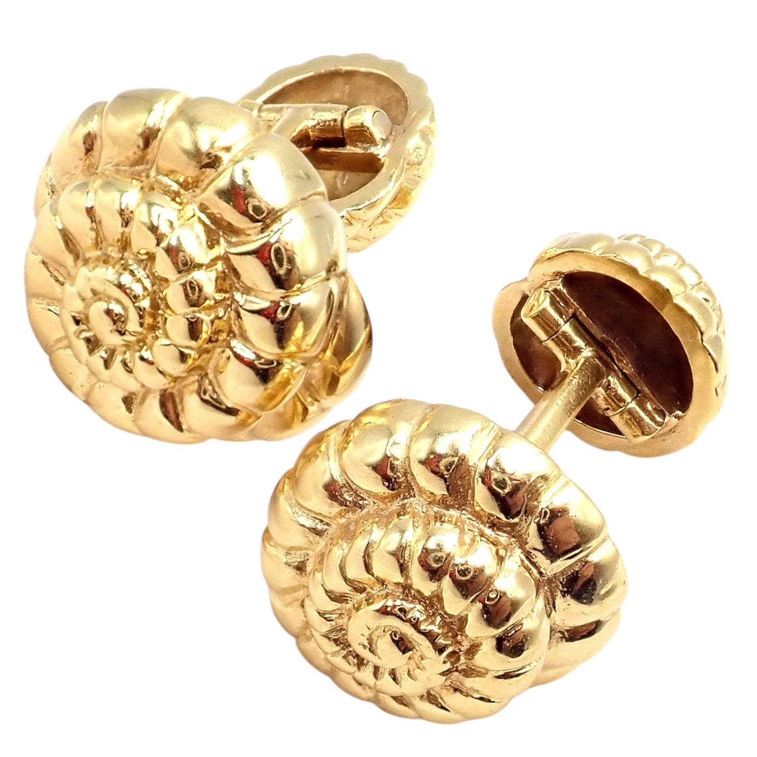 Rare! David Webb 18k Yellow Gold Nautilus Shell Classic Cufflinks | Fortrove