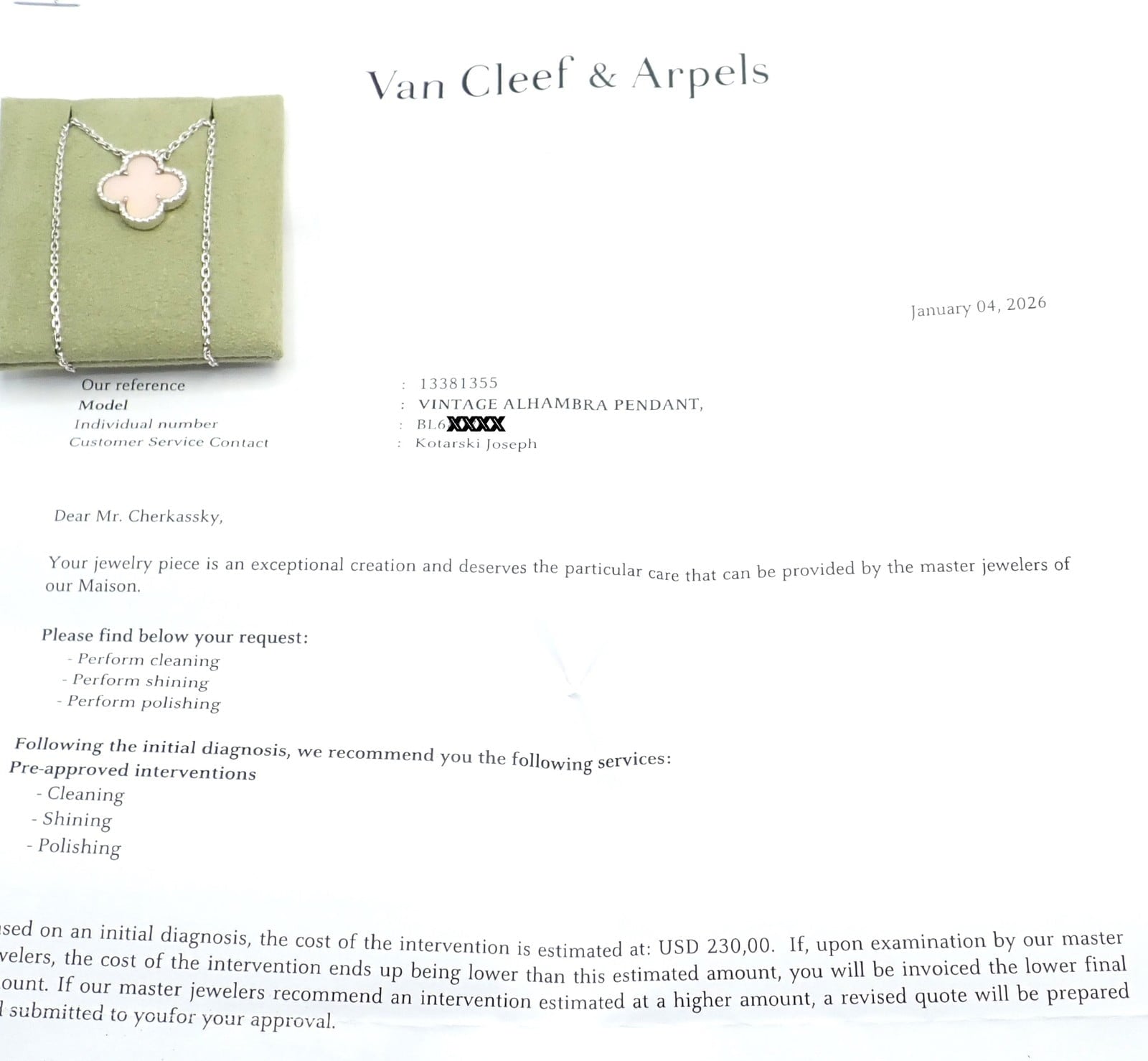 Van Cleef & Arpels Jewelry & Watches:Fine Jewelry:Necklaces & Pendants Authentic! Van Cleef & Arpels Alhambra 18k White Gold Pink Opal Pendant Necklace