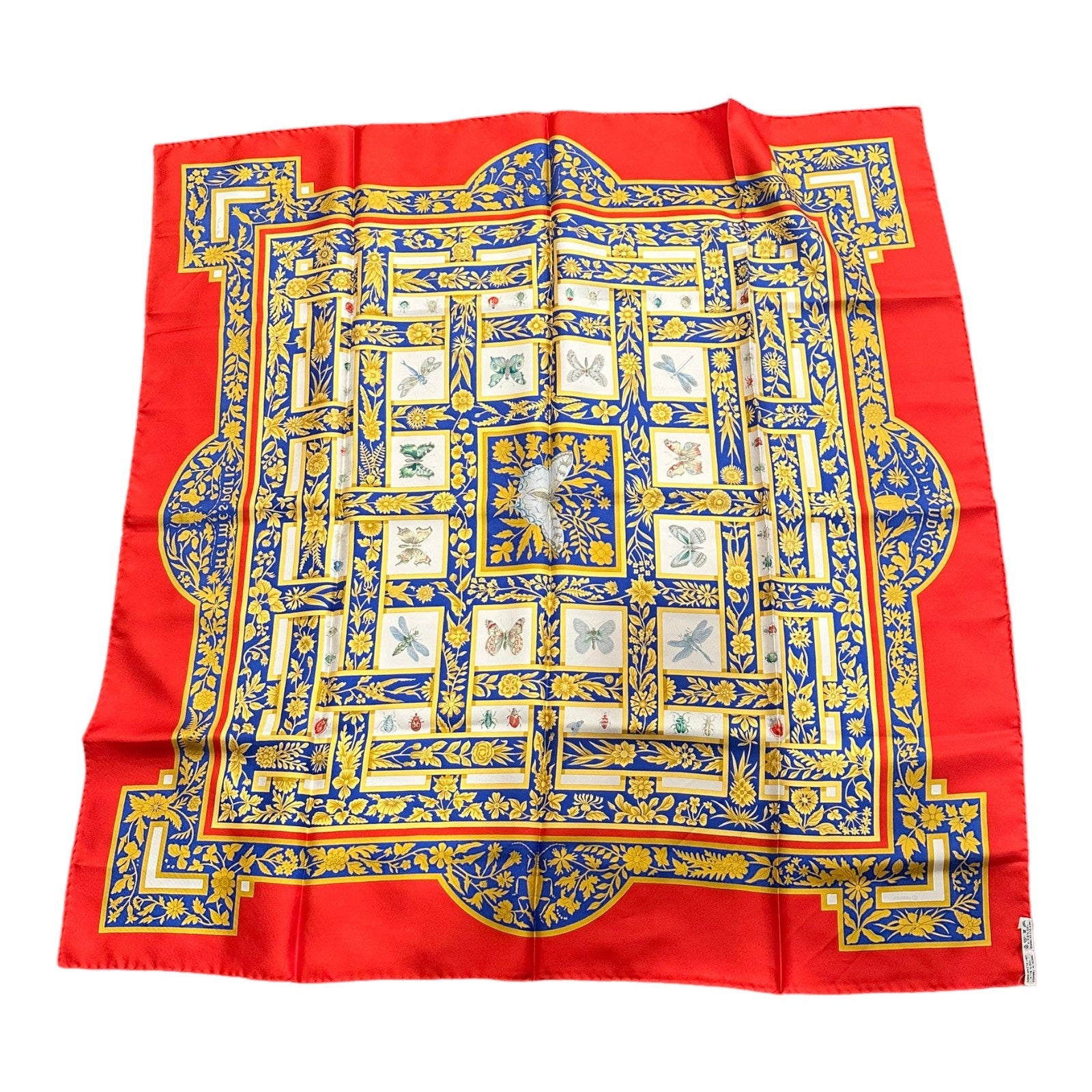 Hermes Carre Joyaux de L'ete Jacquelot 90cm Red Blue Insect Silk Scarf | Fortrove