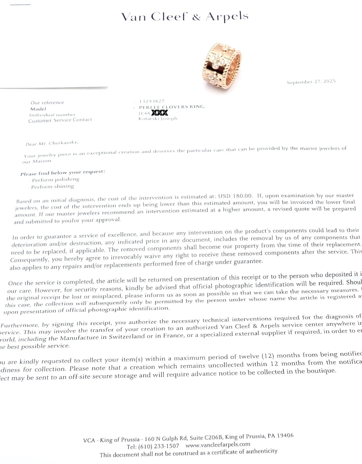 Van Cleef & Arpels Jewelry & Watches:Fine Jewelry:Rings Authentic! Van Cleef & Arpels 18k Rose Gold Diamond Clovers Band Ring Size 50