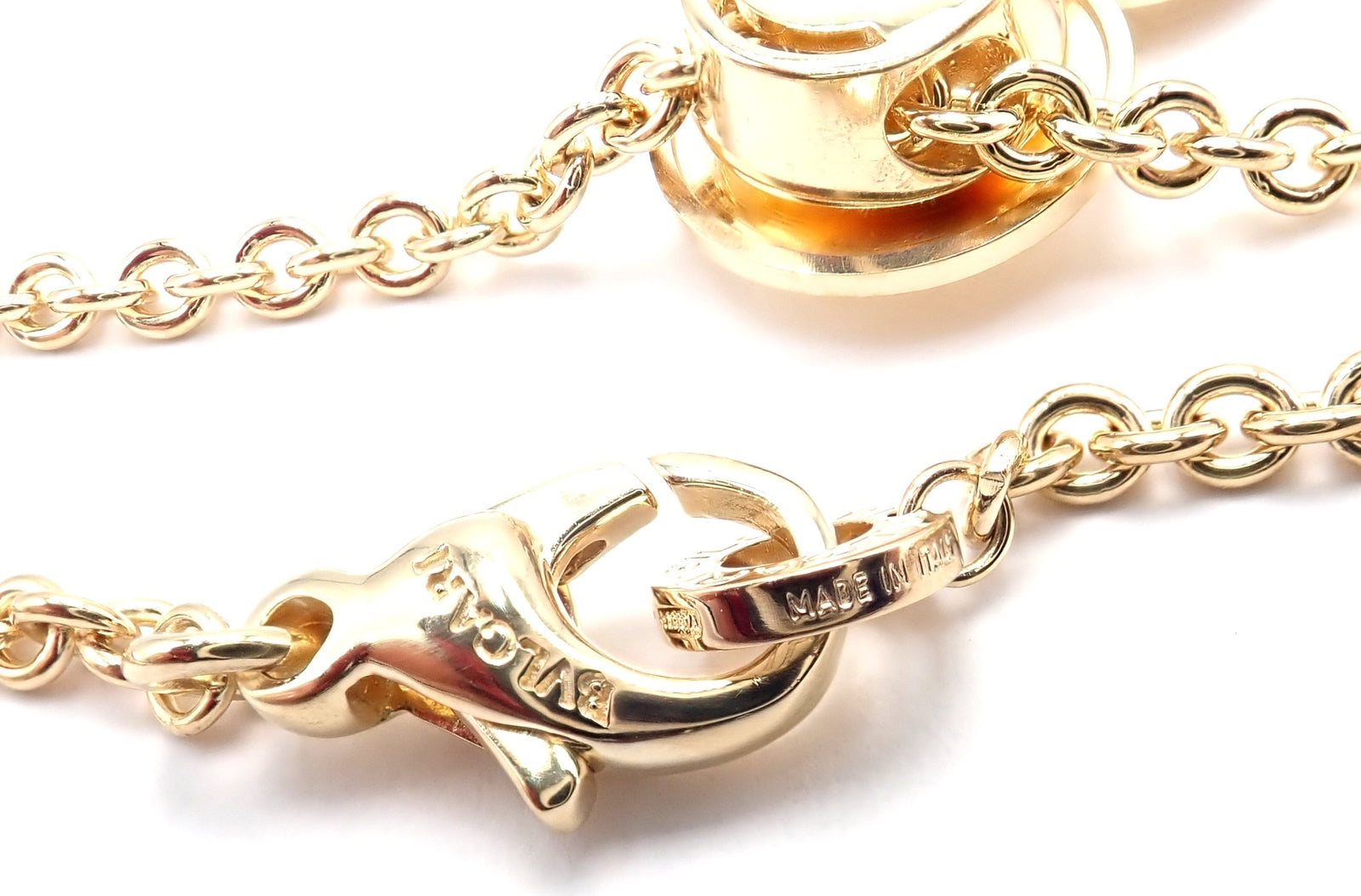 Authentic! Bulgari Bvlgari Cicladi 18k Yellow Gold Large Pendant Link Necklace | Fortrove