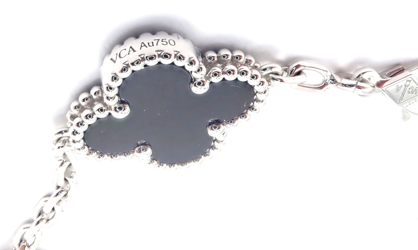 Van Cleef & Arpels Jewelry & Watches:Fine Jewelry:Bracelets & Charms Van Cleef & Arpels 18k White Gold 5 Motif Alhambra Diamond Black Onyx Bracelet