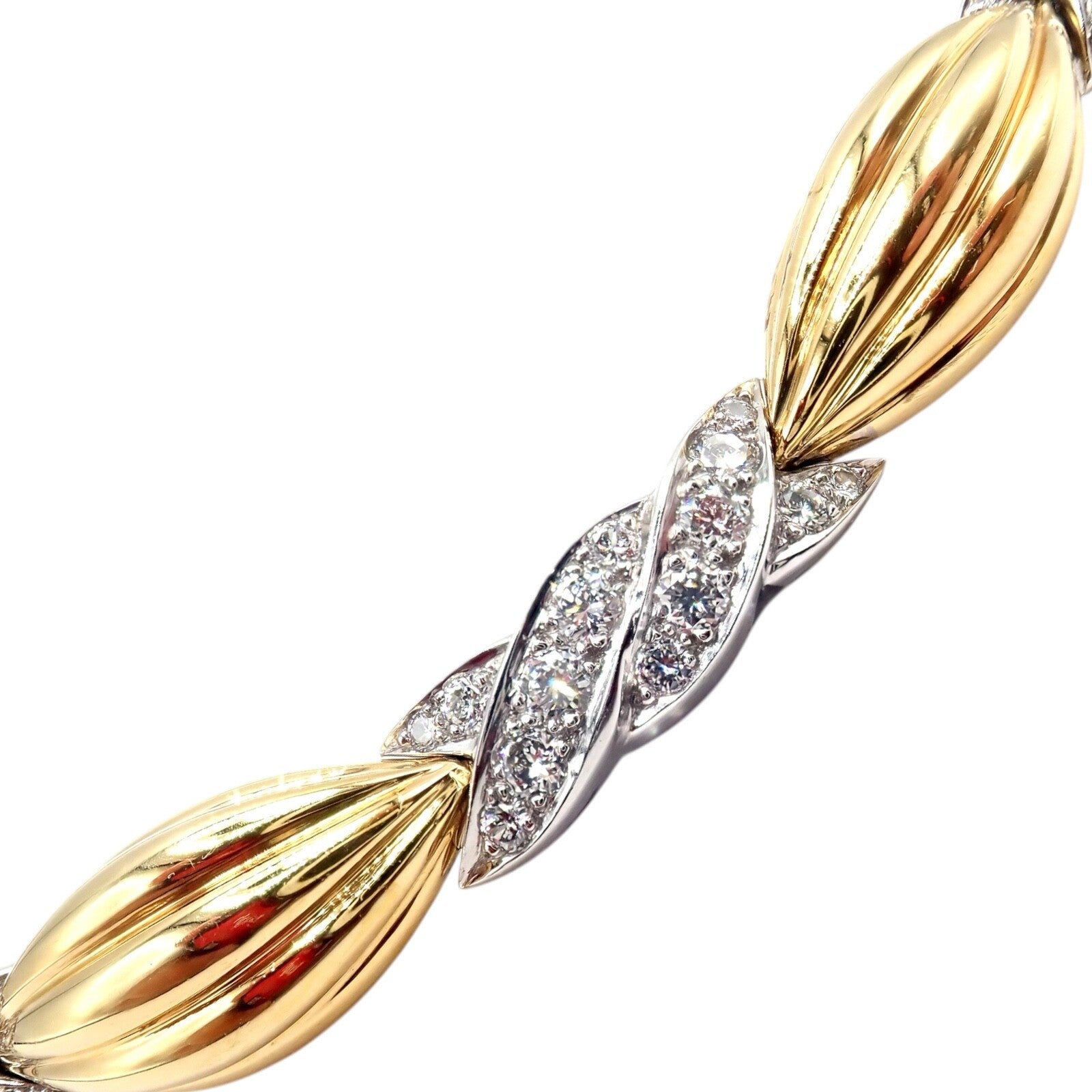 Authentic! Tiffany & Co 18k Yellow + White Gold 4ct Diamond Candy Necklace | Fortrove