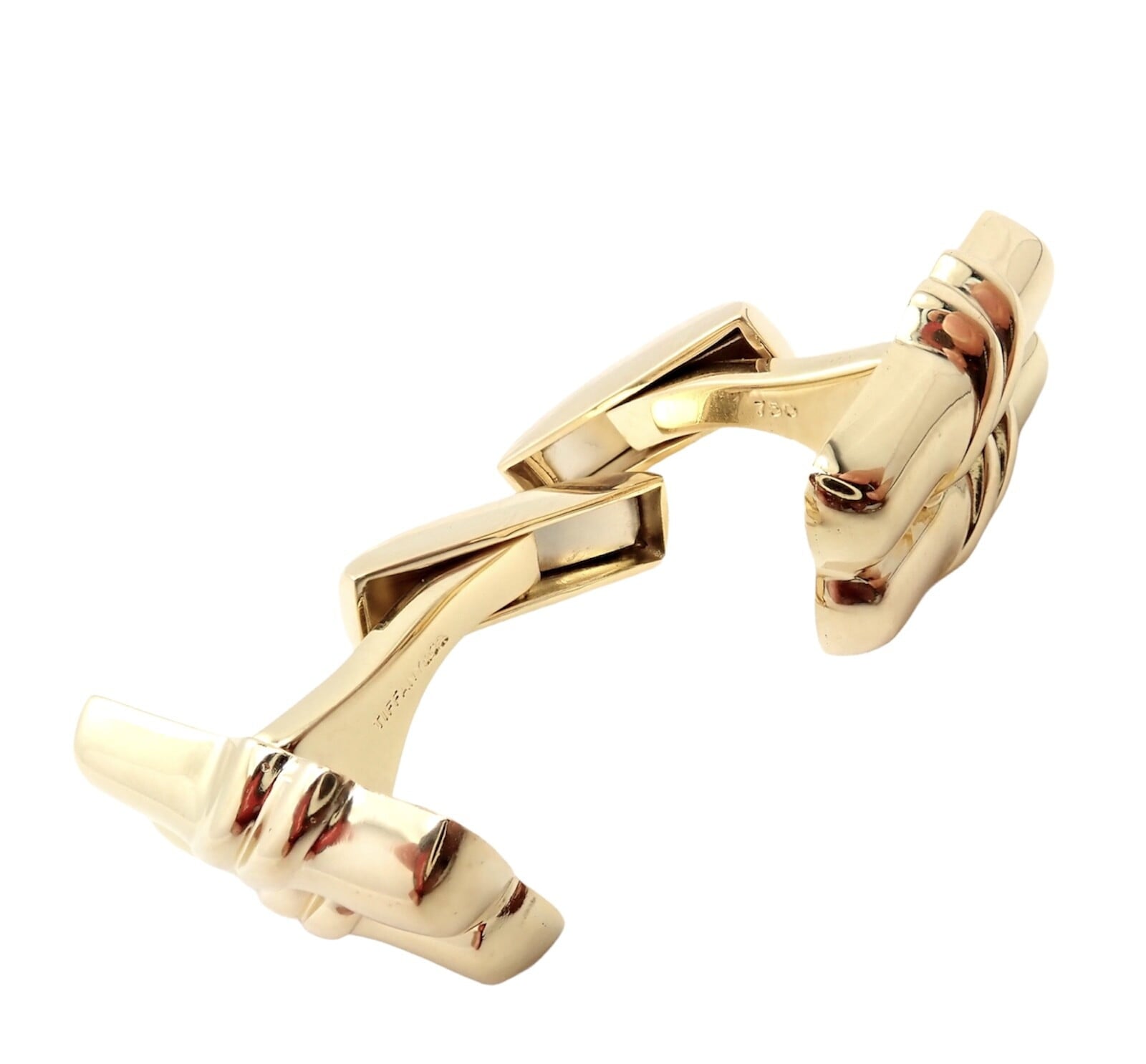 Rare! Authentic Tiffany & Co 18k Yellow Gold Double Bar Cufflinks | Fortrove