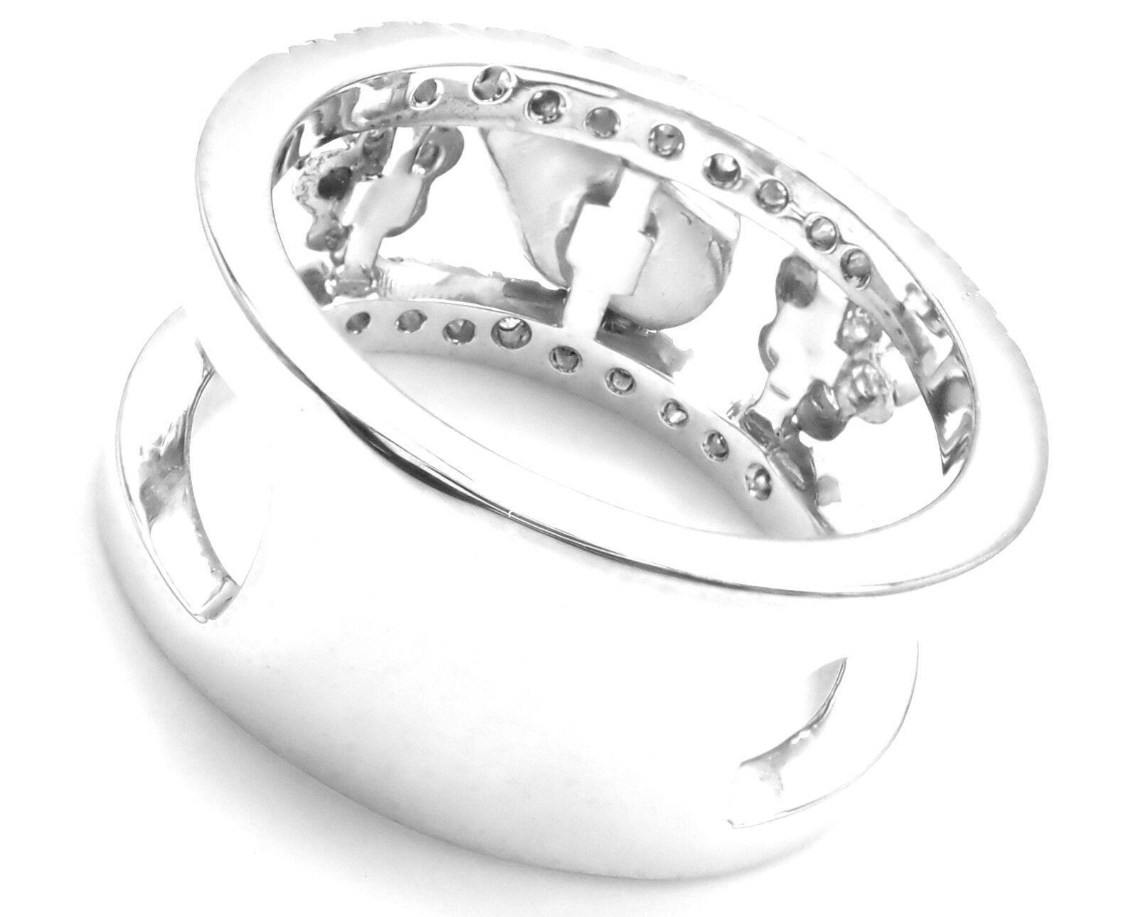 Authentic! Aaron Basha 18k White Gold Diamond Red Enamel Ladybug Band Ring | Fortrove