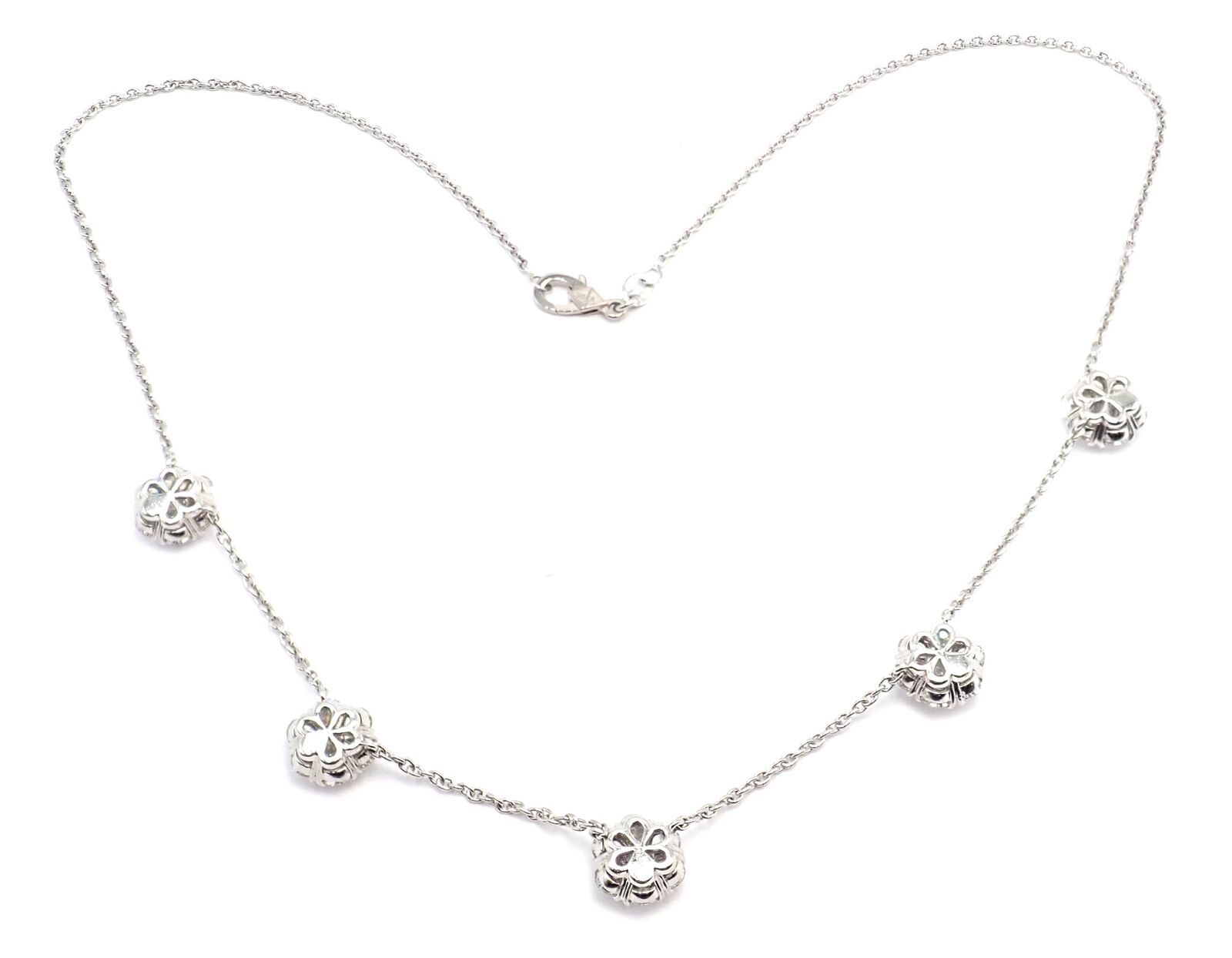 Van Cleef & Arpels Jewelry & Watches:Fine Jewelry:Necklaces & Pendants Van Cleef & Arpels Platinum Diamond Five Flower Fleurette Necklace Paper