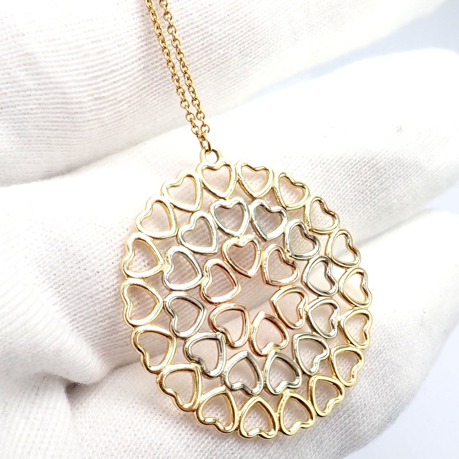 Tiffany & Co. Jewelry & Watches:Fine Jewelry:Necklaces & Pendants Tiffany & Co Picasso 18k Tri-Color Gold Large Crown of Hearts Pendant Necklace