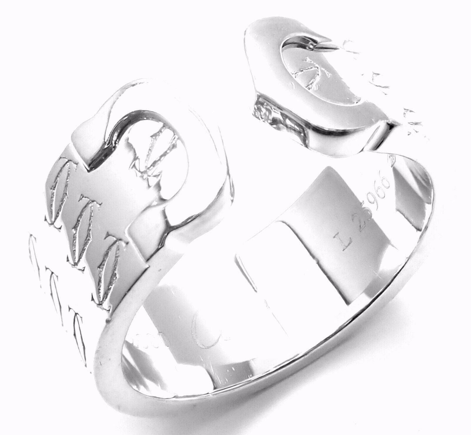 Cartier Jewelry & Watches:Fine Jewelry:Rings Authentic! Cartier Logo 18k White Gold Double C Motif Monogram Band Ring Sz 6.25