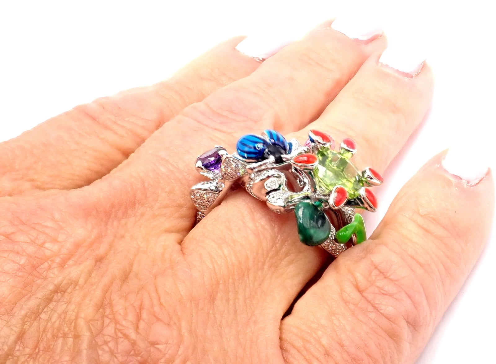 Christian Dior Milly Carnivora Epinosa 18k Gold Diamond Peridot Tourma