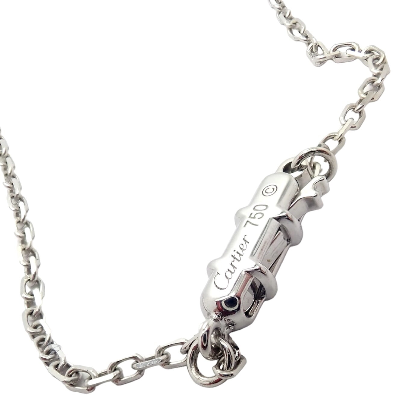 Rare! Authentic Cartier 18k White Gold Diamond Love 8 Station 36" Long Necklace | Fortrove