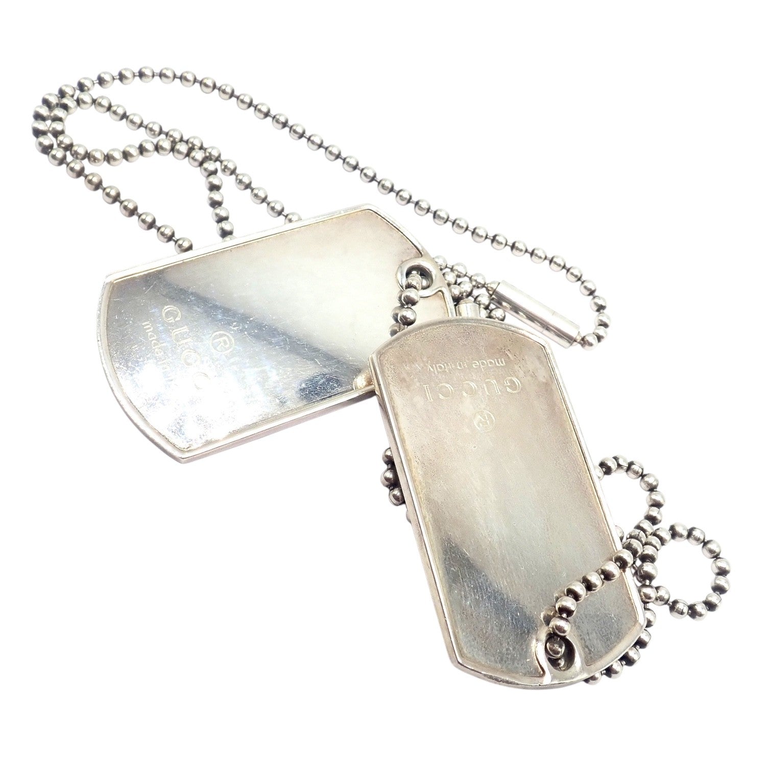 Authentic! Gucci Sterling Silver Double Dog Tag Necklace | Fortrove