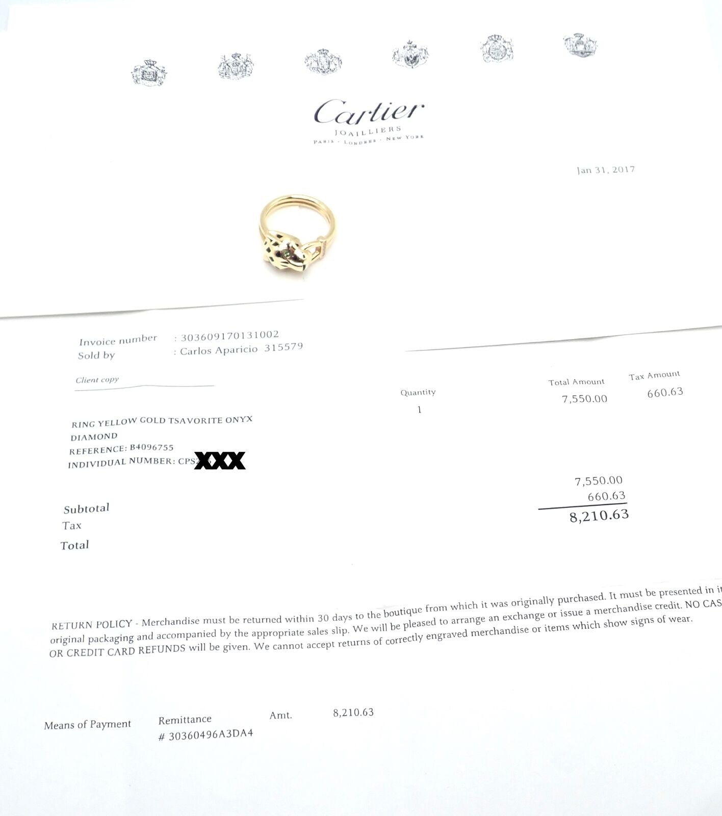 Authentic! Cartier Panther Panthere 18k Gold Diamond Lacquer Tsavorite Ring Cert | Fortrove