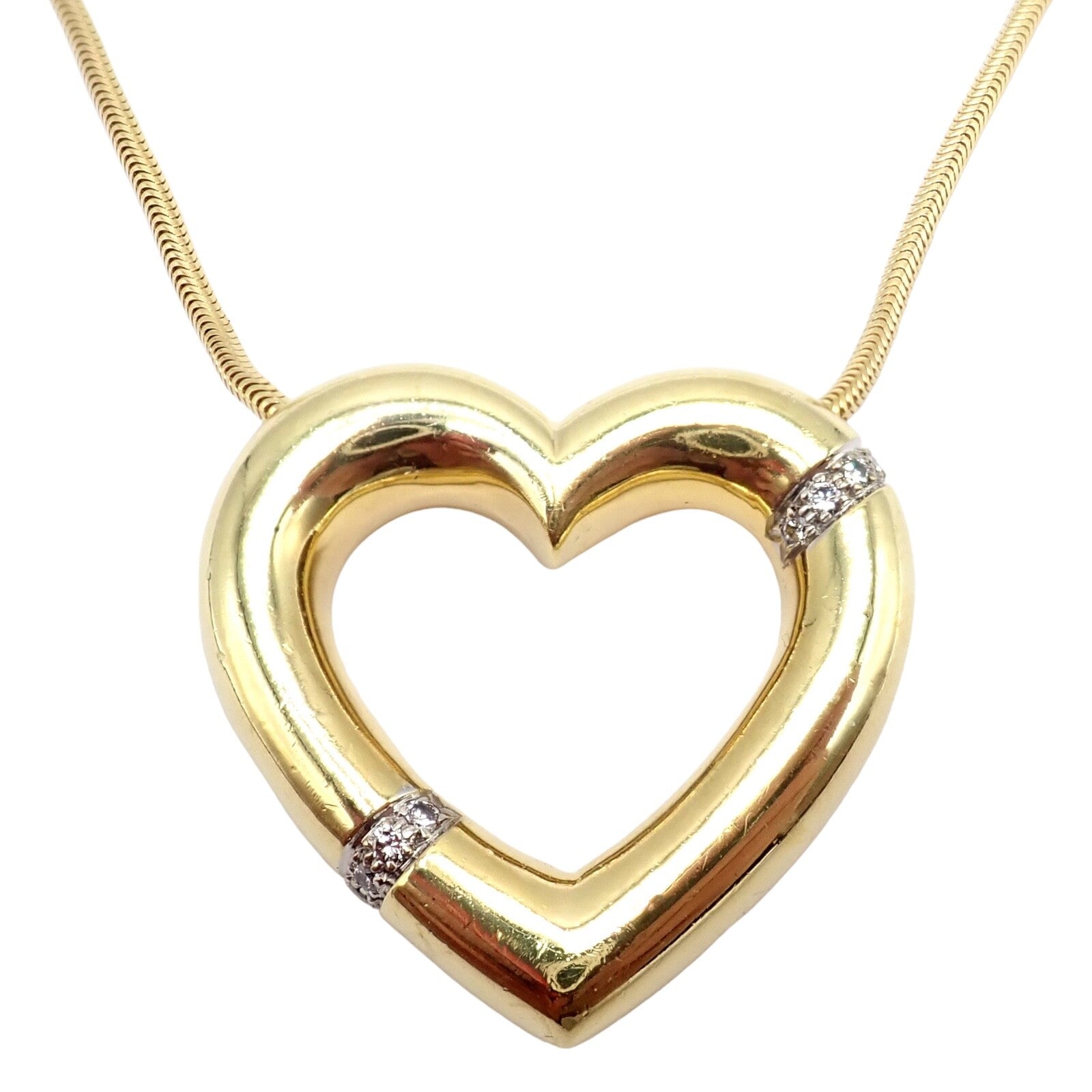 Tiffany & Co. Jewelry & Watches:Fine Jewelry:Necklaces & Pendants Vintage Tiffany & Co Picasso 18k Yellow Gold Diamond Large Heart Necklace